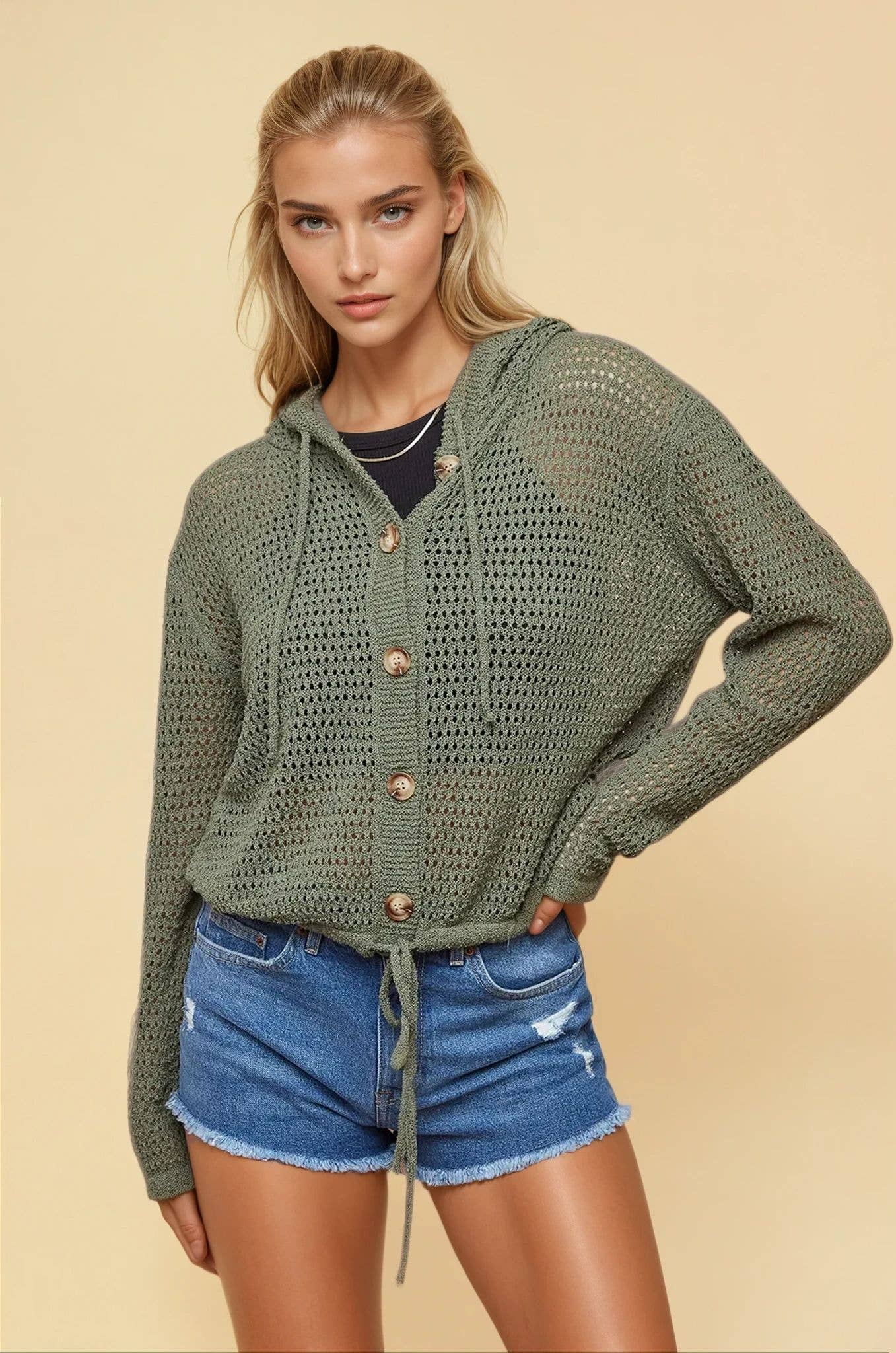 Fisher Net Hoodie Cardigan