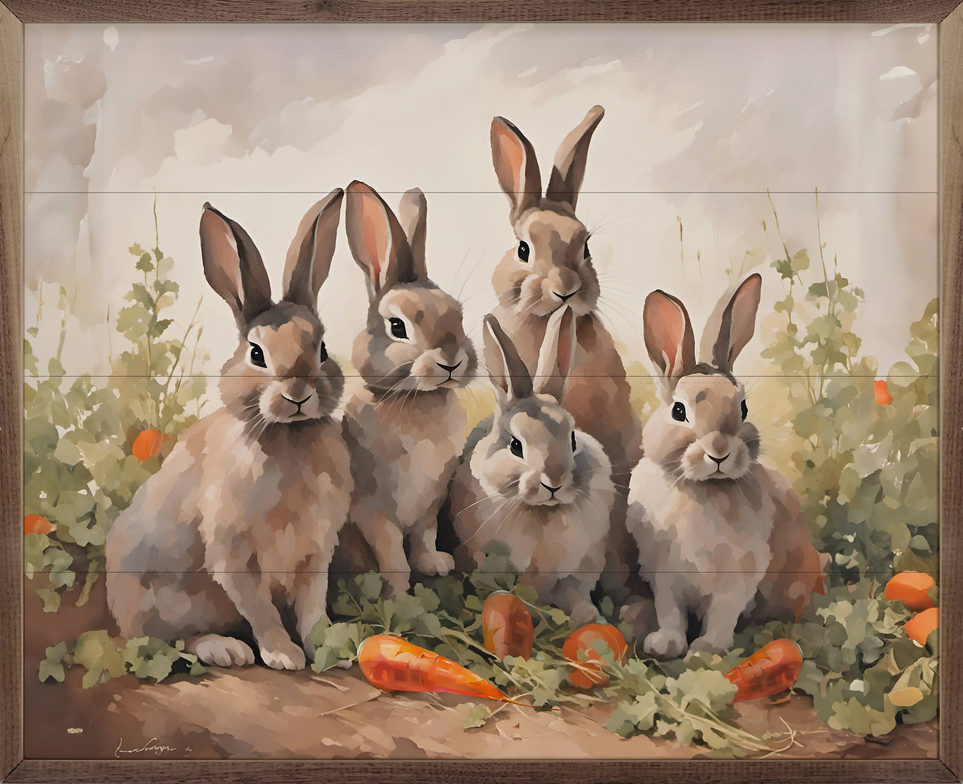 Kendrick Home print Five Bunnies In Carrot Field