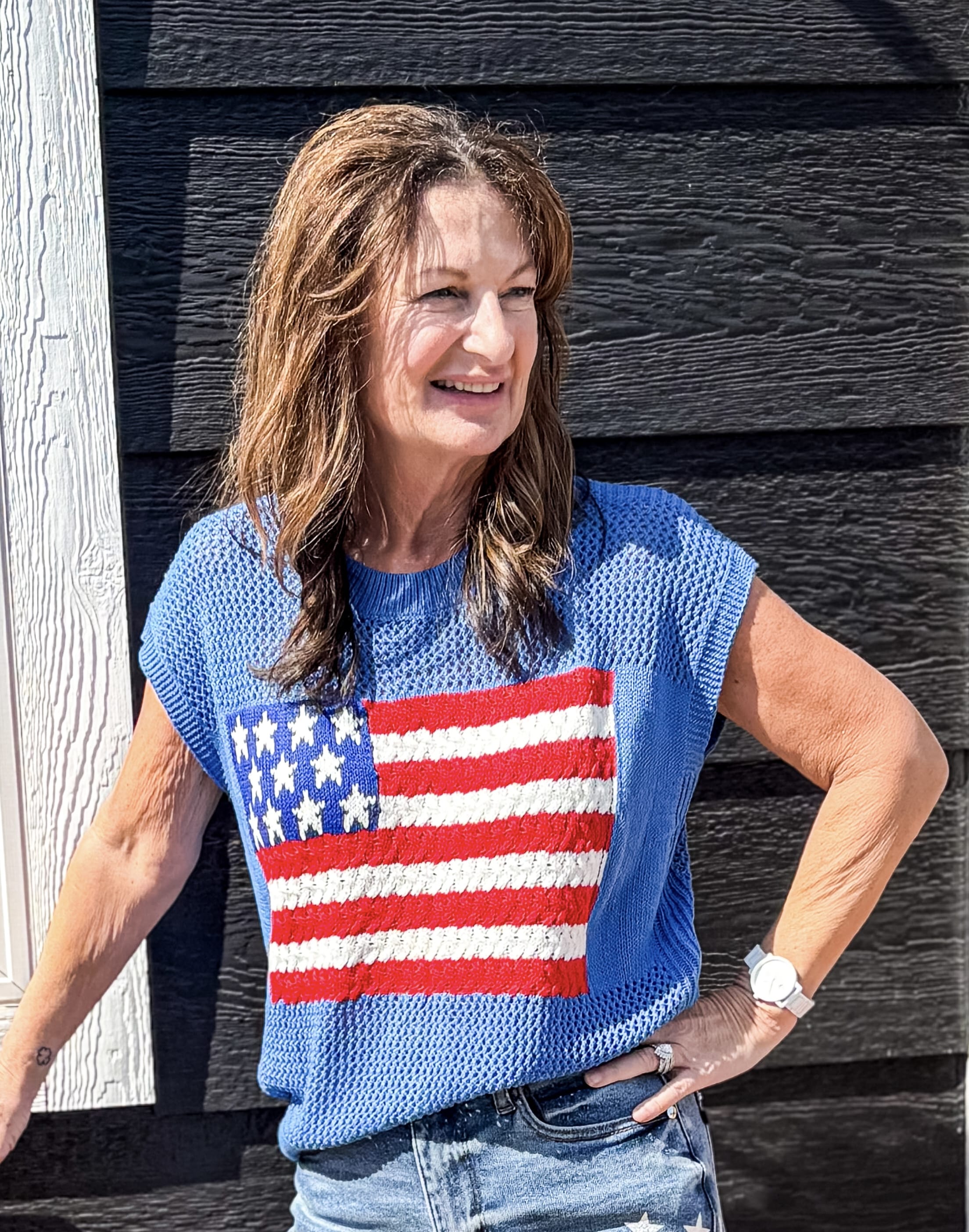 LA Society Flag Short Sleeve Sweater