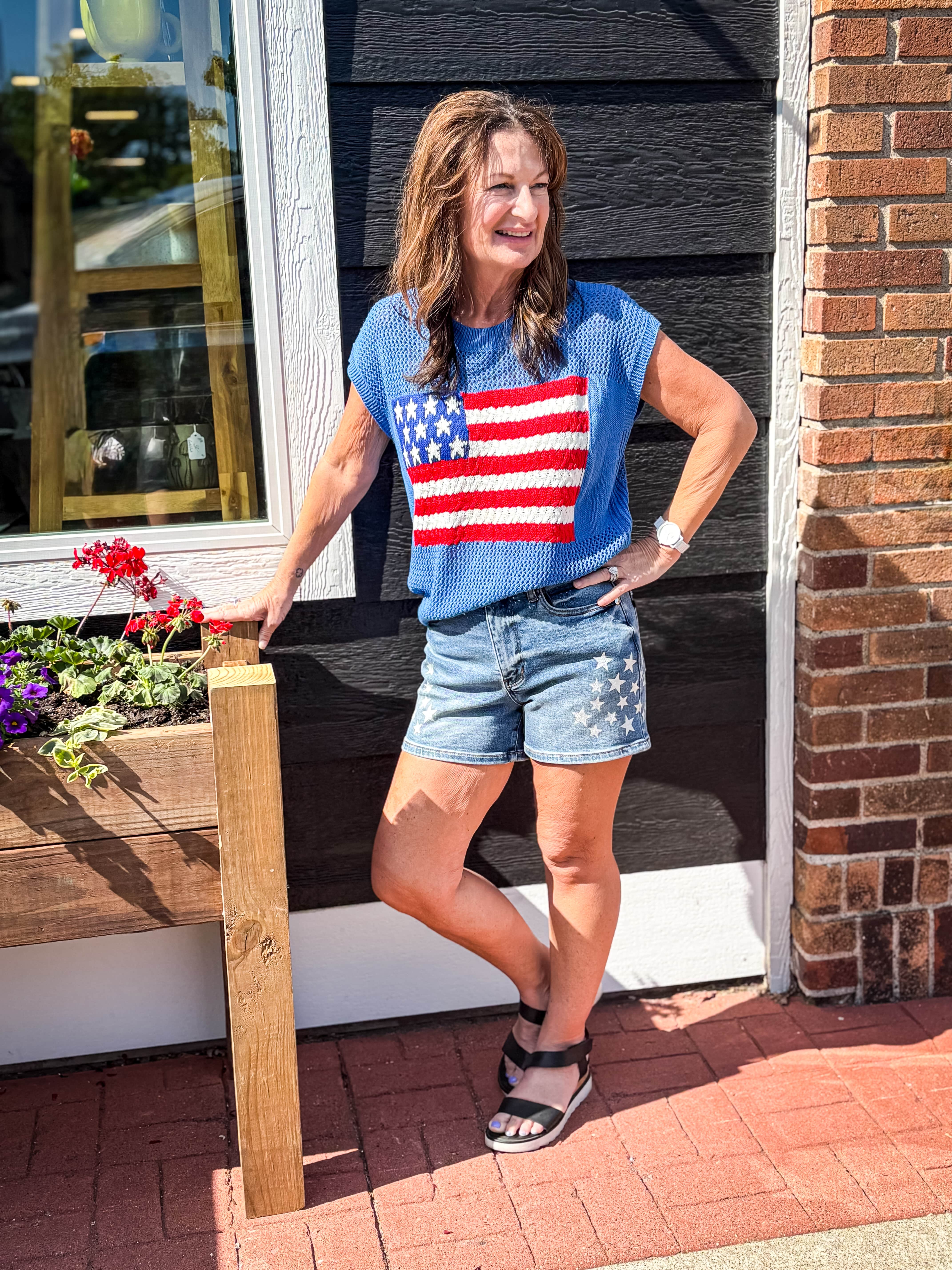 Flag Short Sleeve Sweater