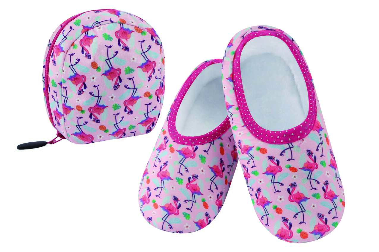 Flamingos & Pineapple Snoozies Skinnies Travel Slipper