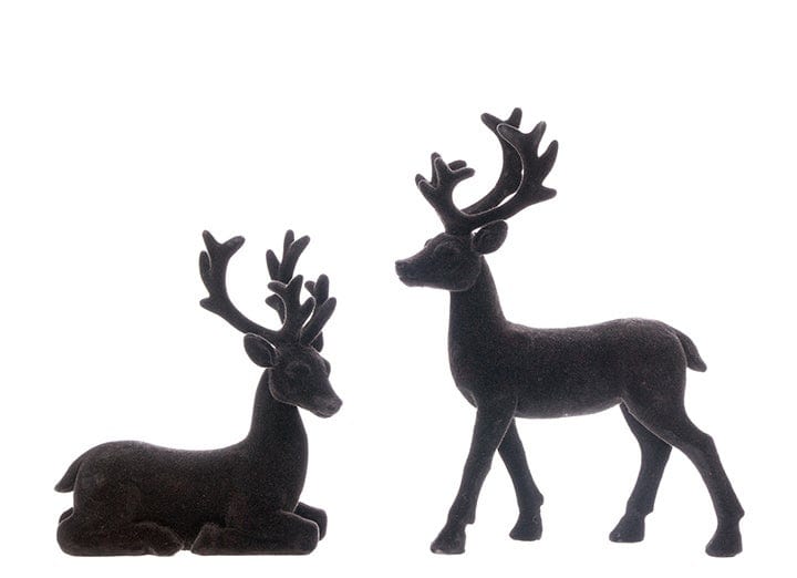 MJJ #8 (Melissa) Deer Figurine Flocked Black Deer Large