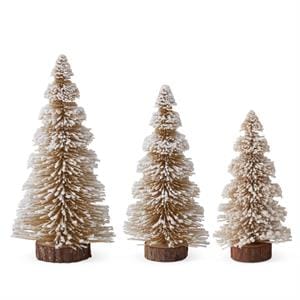MJJ #8 Seasonal Decor Flocked Gold Glittered Bottle Brush Trees