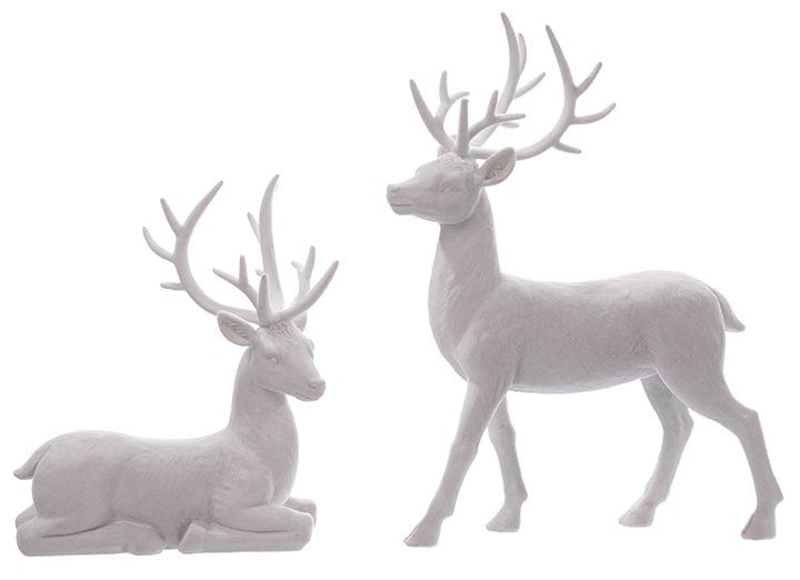 MJJ #8 (Melissa) Deer Figurine Flocked White Deer Large