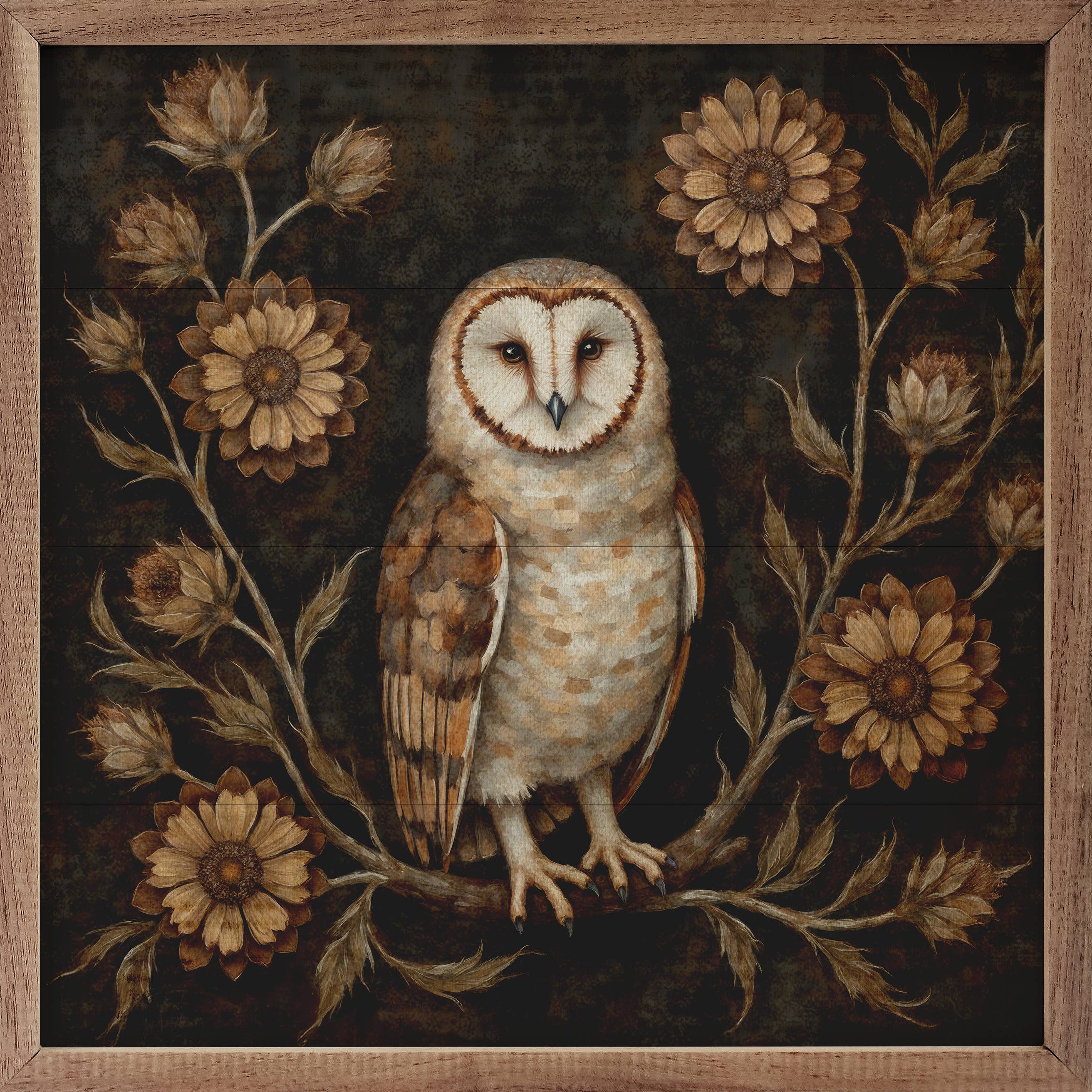 Kendrick Home Wall Decor Floral Autumn Owl Print
