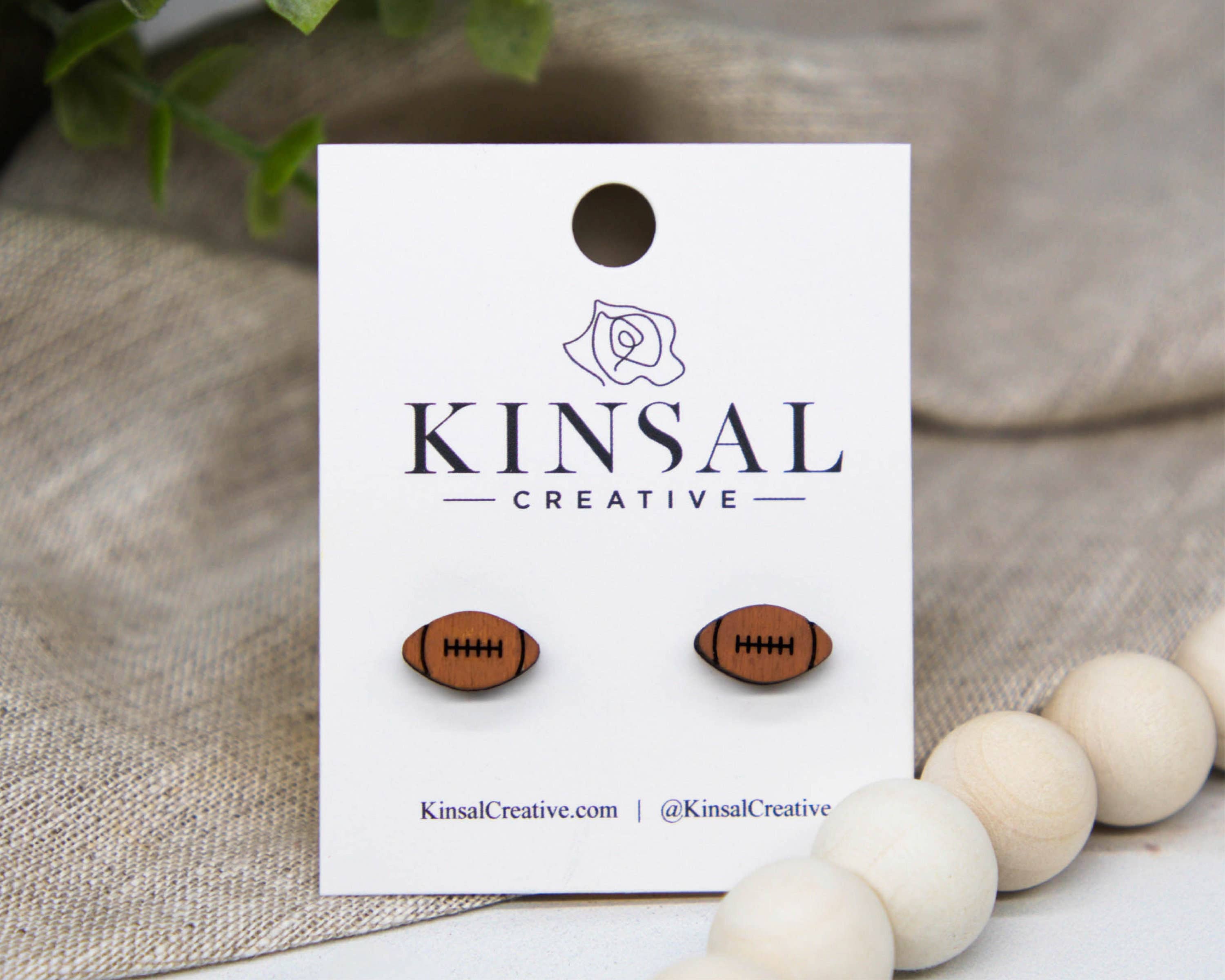 Kinsal Creative Earrings Football Wood Stud Earrings