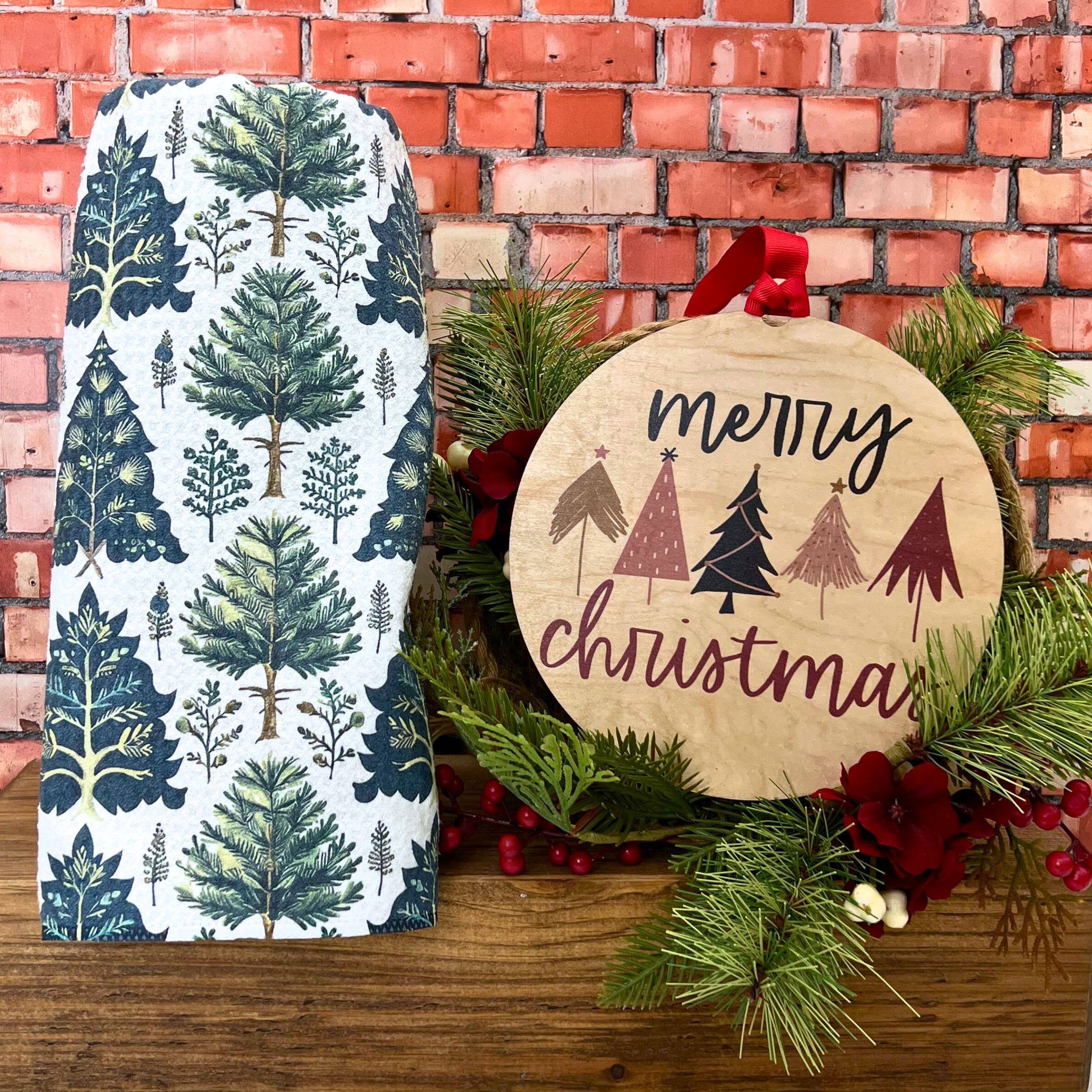 Driftless Studios Kitchen Towel Fresh Cut Christmas Tree Waffle Tea Towel