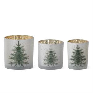 K&K Seasonal Decor Frosted White Glass Christmas Tree Containers