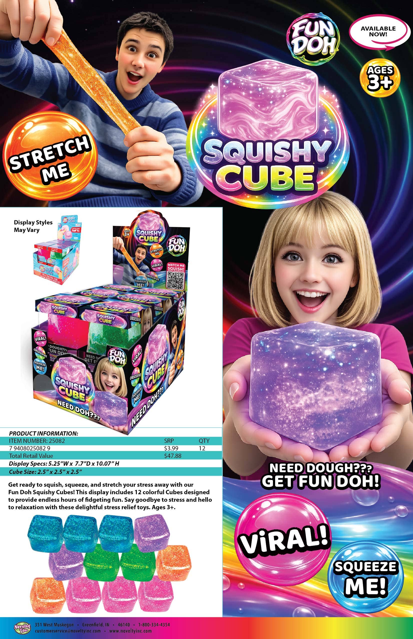 Fun Doh Squish & Squeeze Sparkle Cube