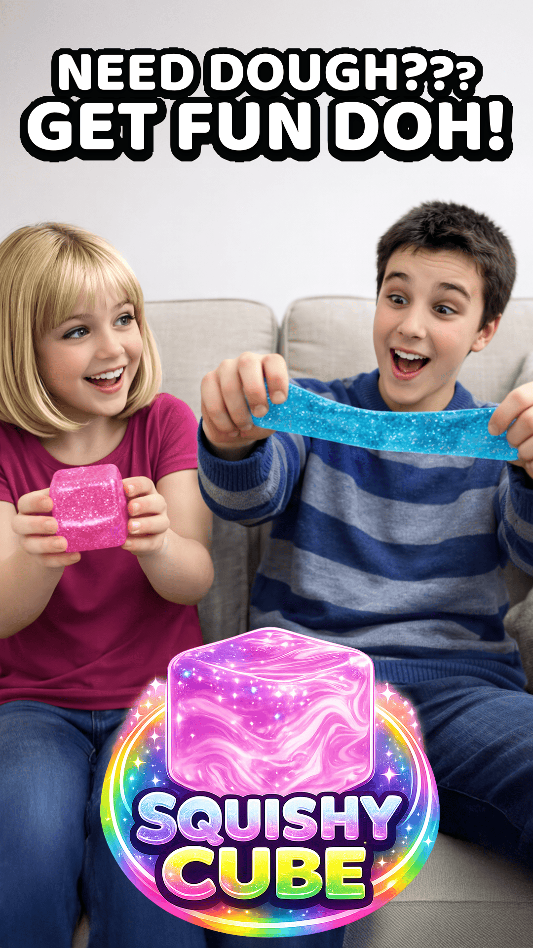 Fun Doh Squish & Squeeze Sparkle Cube