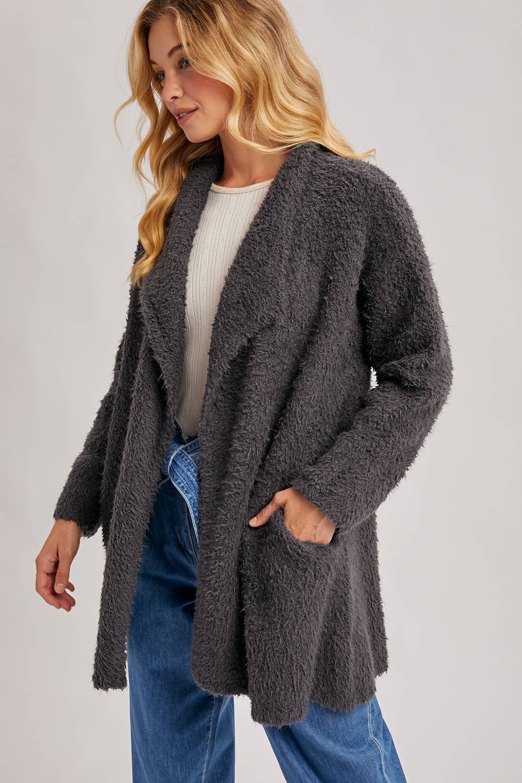 Fuzzy Drape Cardigan