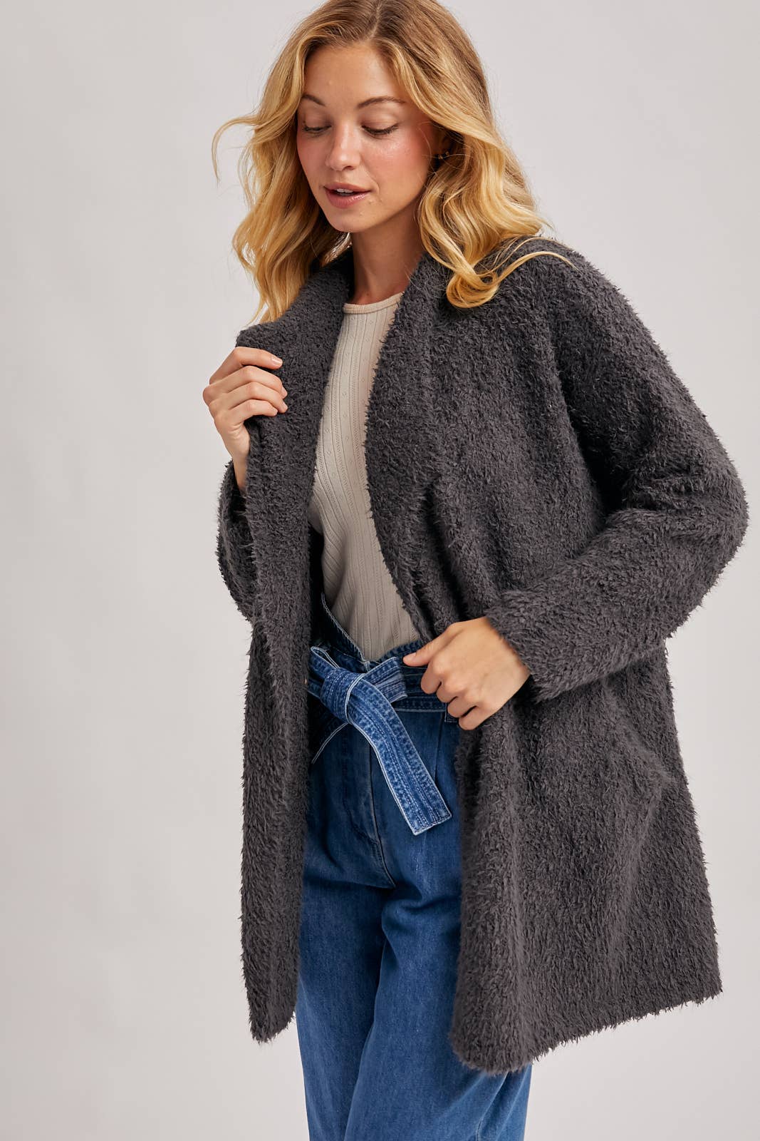 Fuzzy Drape Cardigan