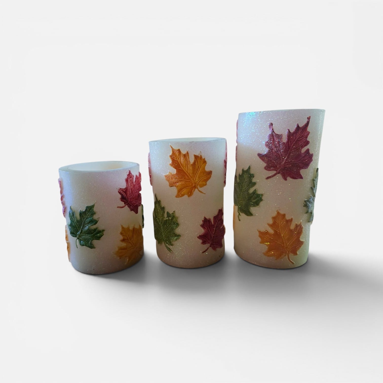 MJJ #8 (Melissa) LED Candle Glitter Fall Leaf Flameless LED Candle