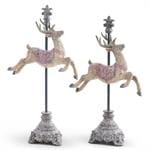 K&K Seasonal Decor Glittered Finial Reindeers