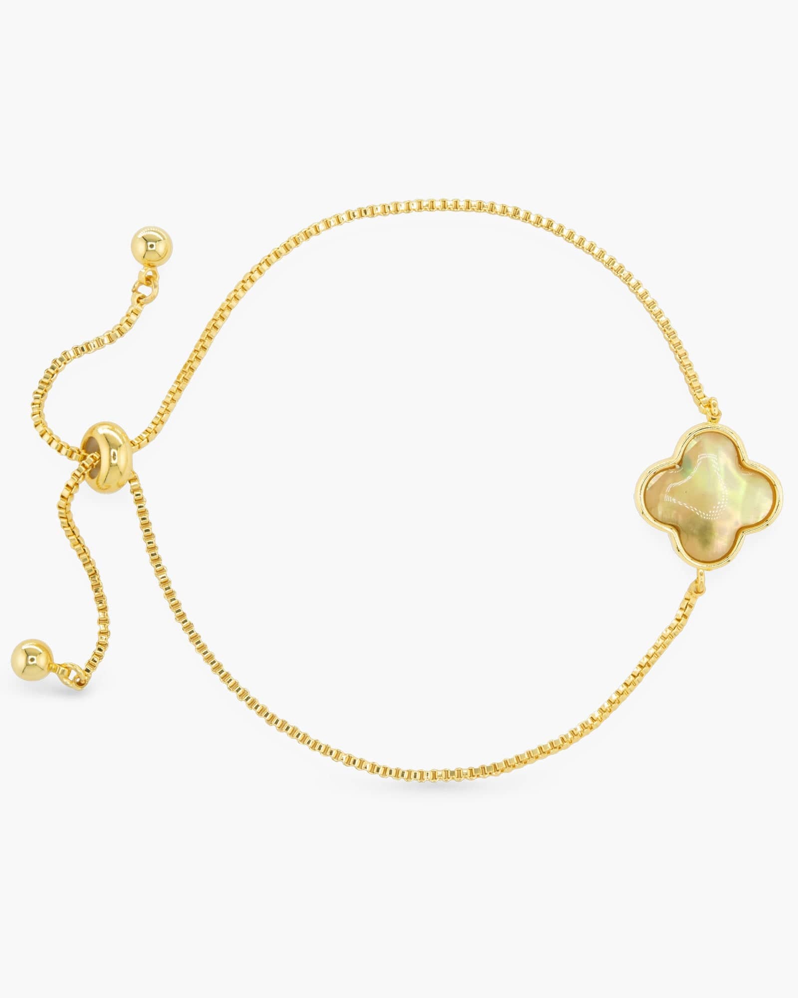 Gold Abalone Tan Clover Bracelet