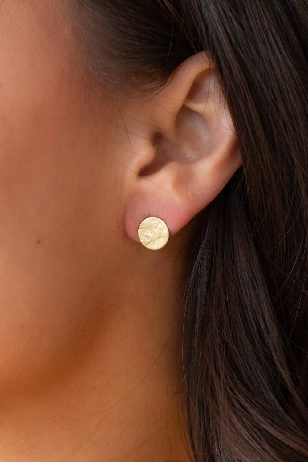 Panache Apparel Co. Earrings Gold Circle Hammered Stud Earrings