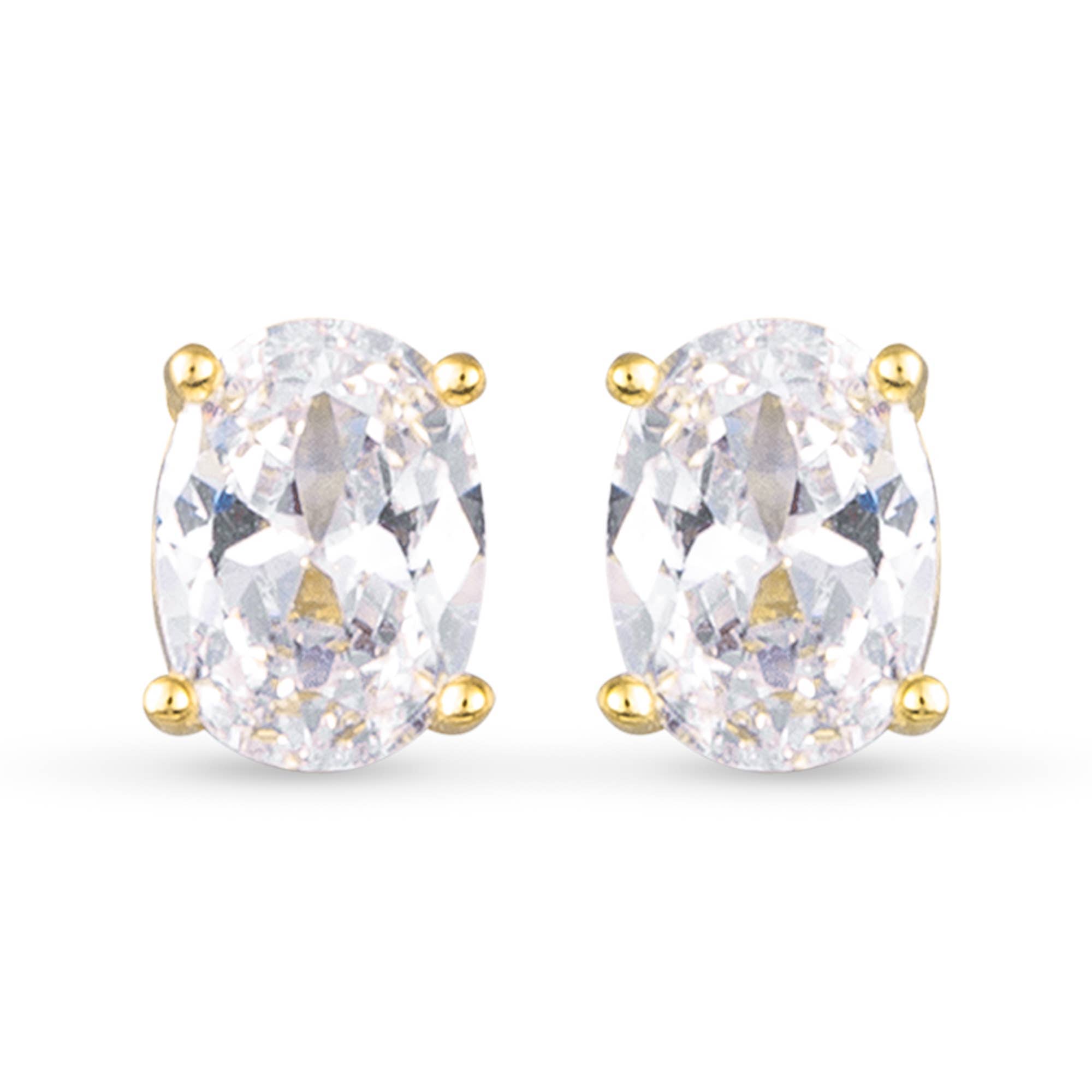 Amanda Blu Gold Cubic Zirconia Oval Stud Earrings