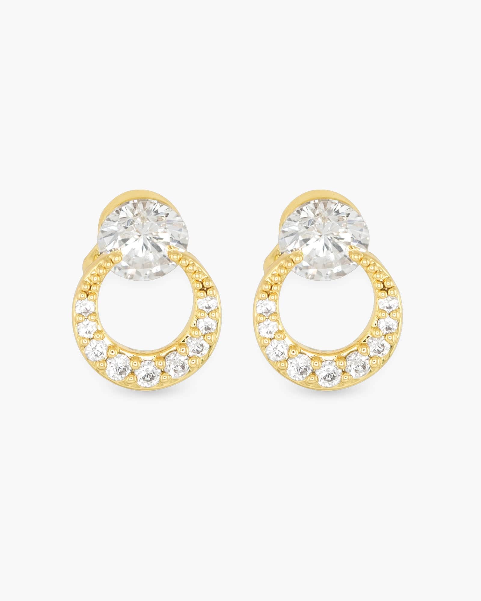 Amanda Blu Jewelry Gold CZ Half Moon Earrings