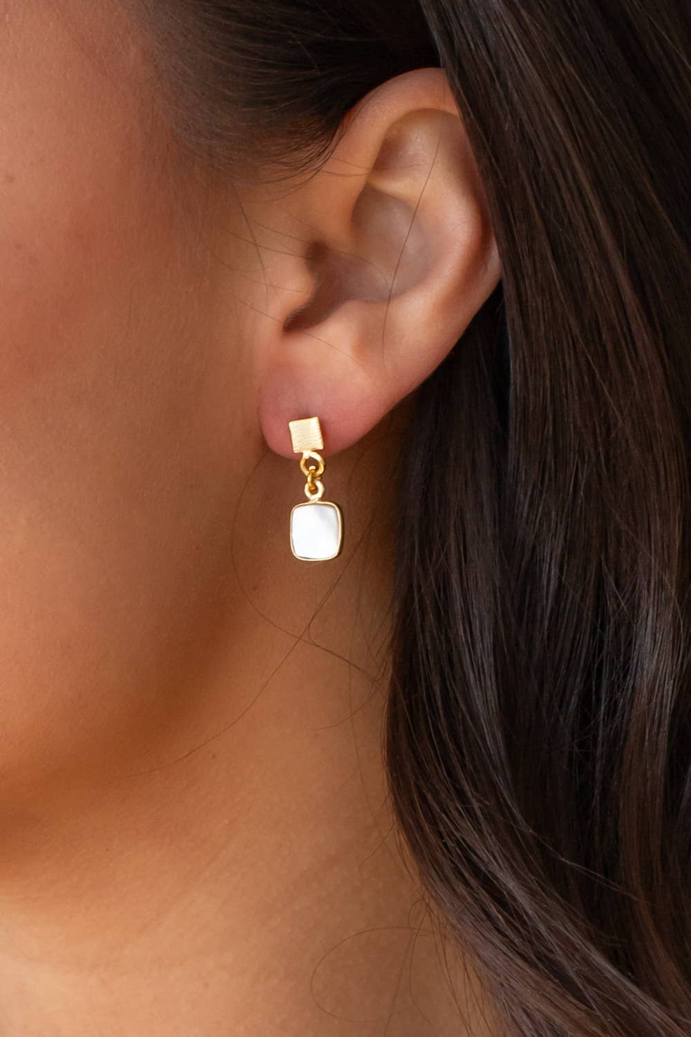 Panache Apparel Co. Gold Dangle Earring with White Stone
