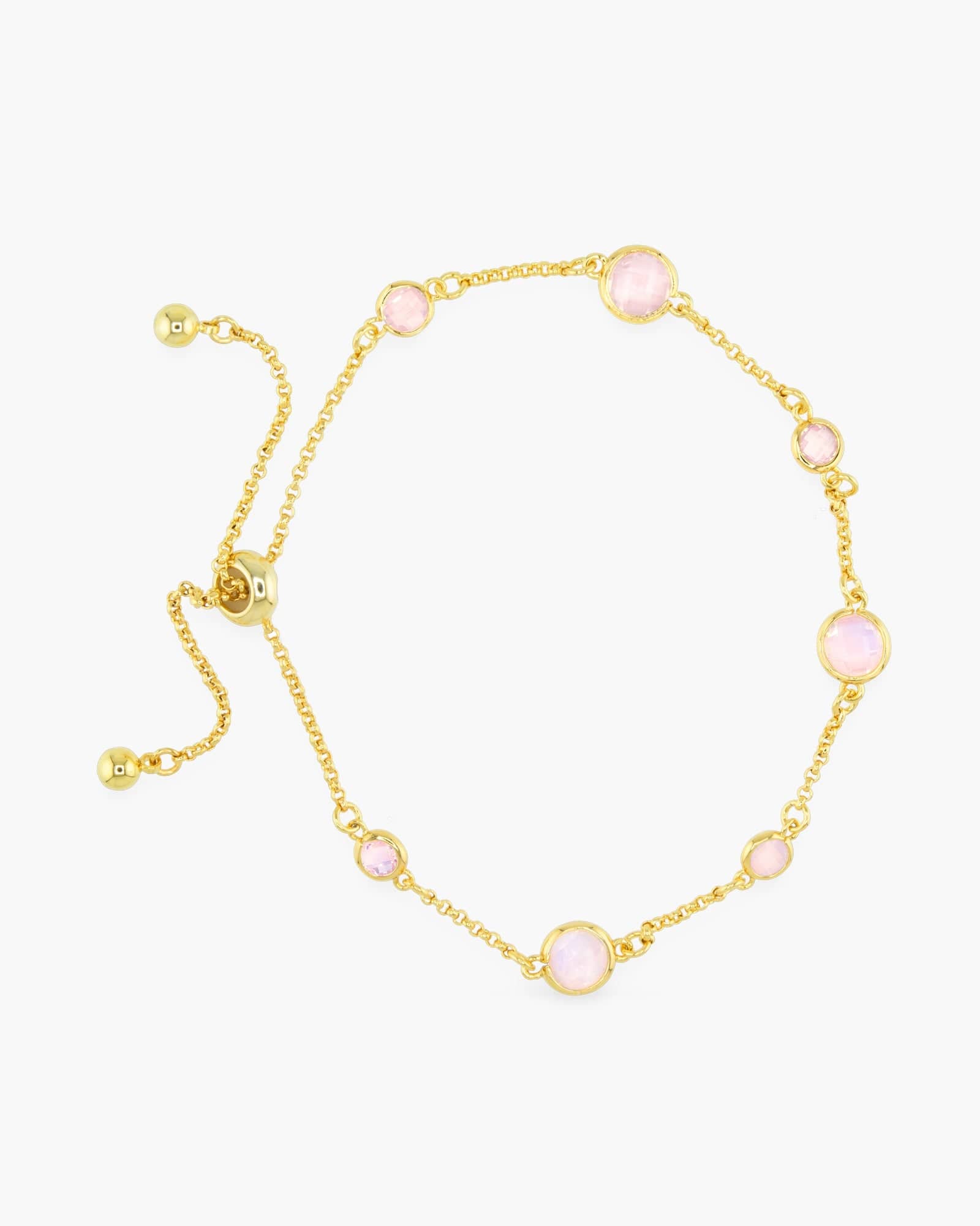 Gold Faceted CZ Bracelet - pink