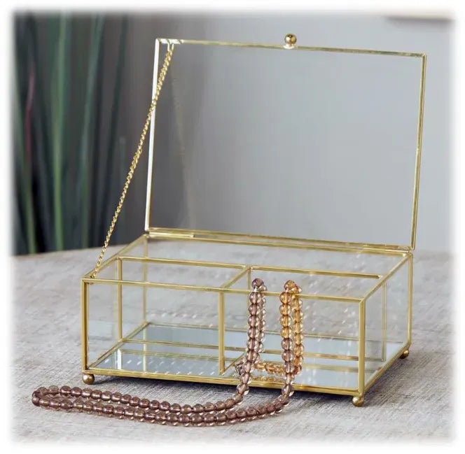 Wills jewelry box Gold Frame & Glass Jewelry Box