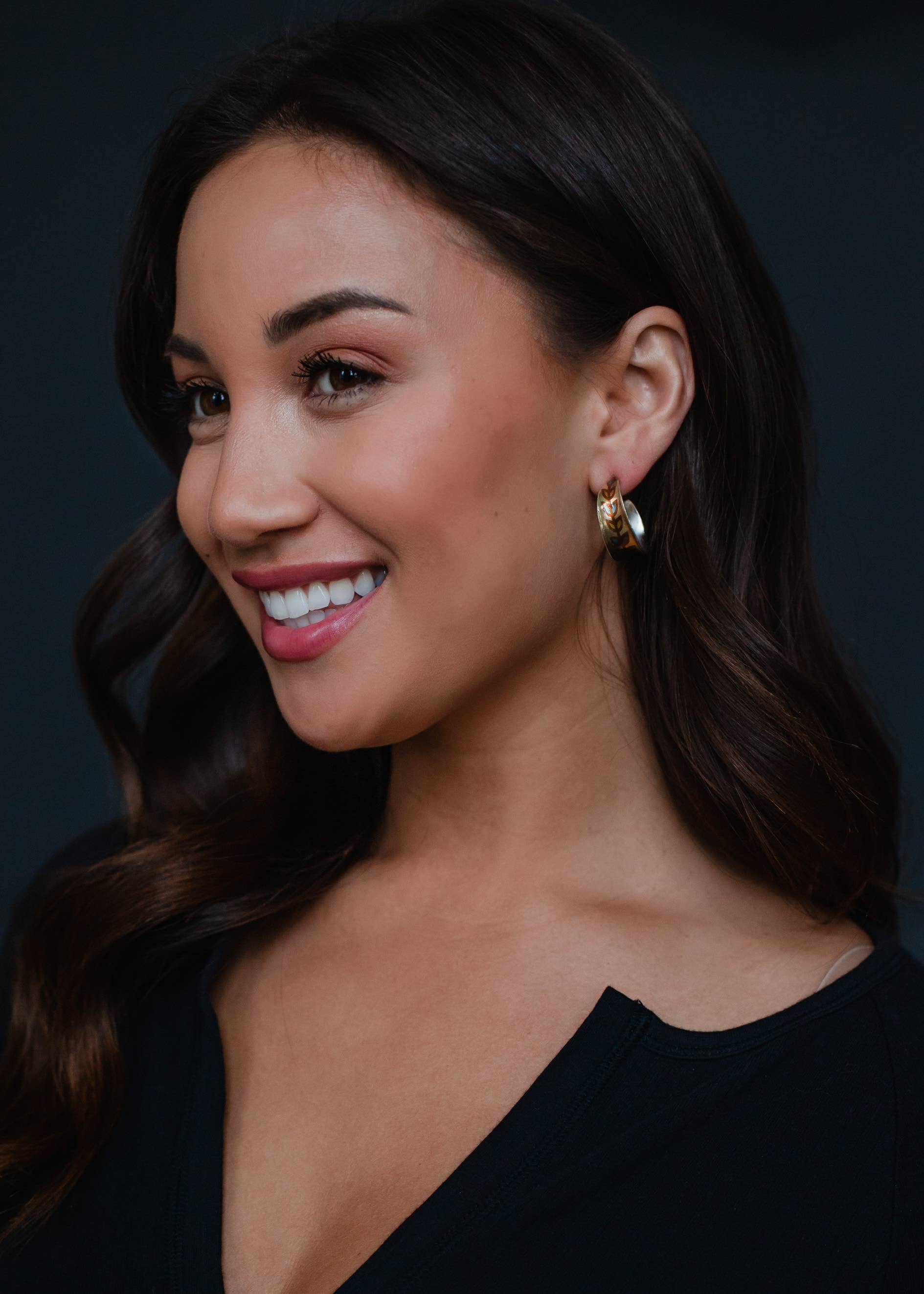 Panache Apparel Co. Gold Hoop Earrings with Design