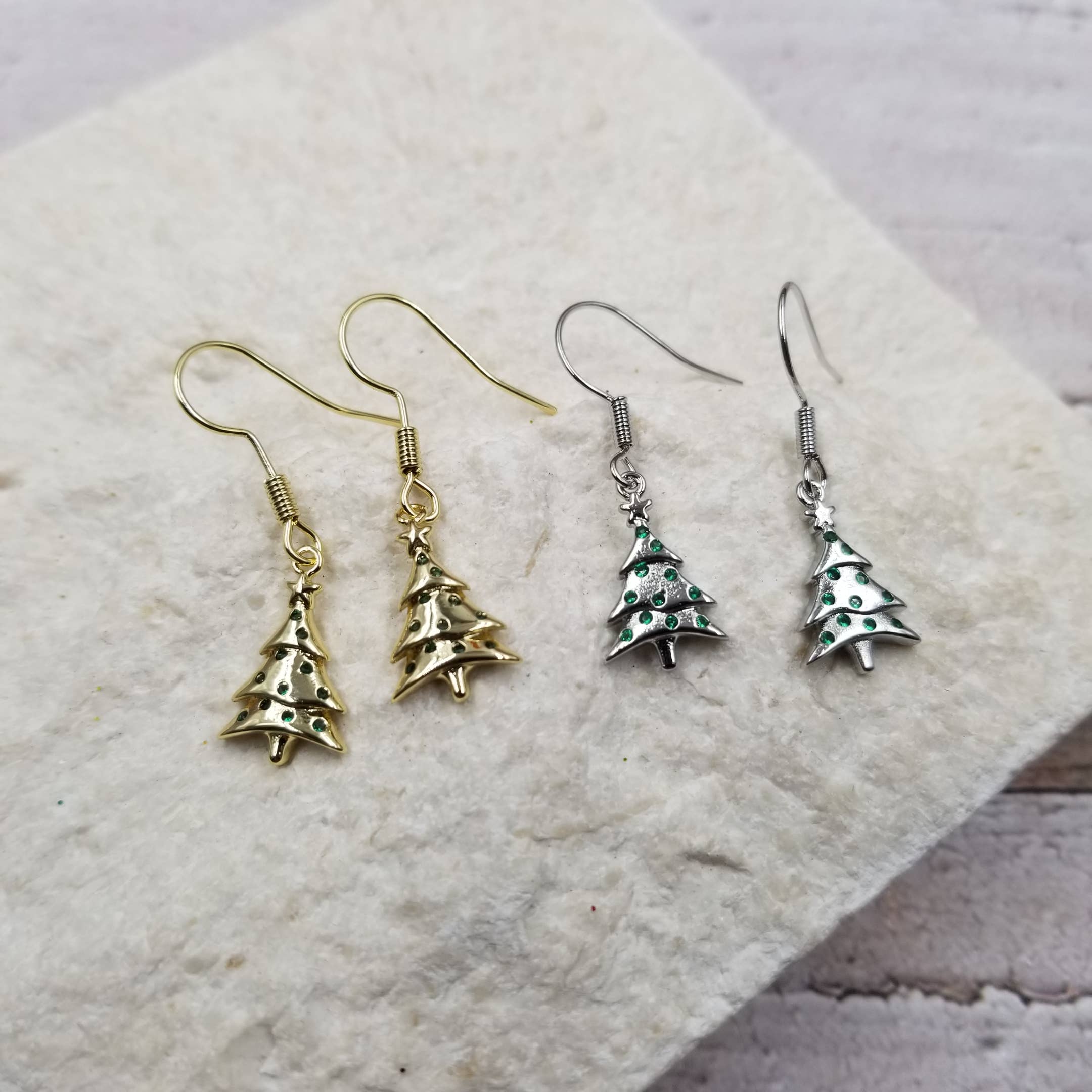 Gold Mini Christmas Tree Earrings