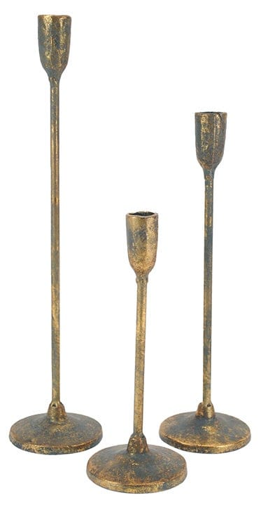 Wills Candle Holder Gold Patina Straight Taper Holders