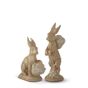 K&K Seasonal Decor Gold Resin Easter Bunnies