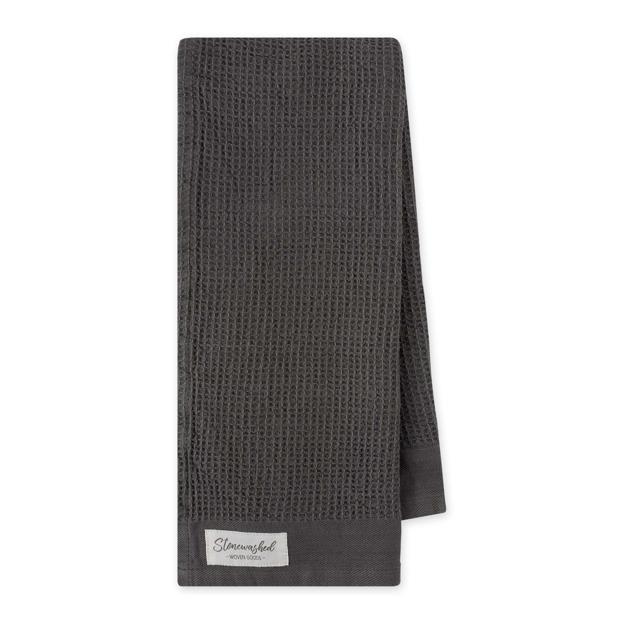 Design Imports Granite Gray Washed Waffle Dishtowel