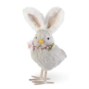 K&K Seasonal Decor Gray Chick w/Bunny Ears