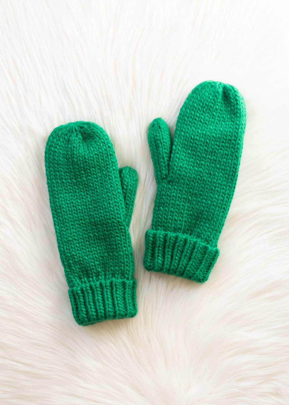 Panache Apparel Co. Mittens Green Cuffed Knit Mittens