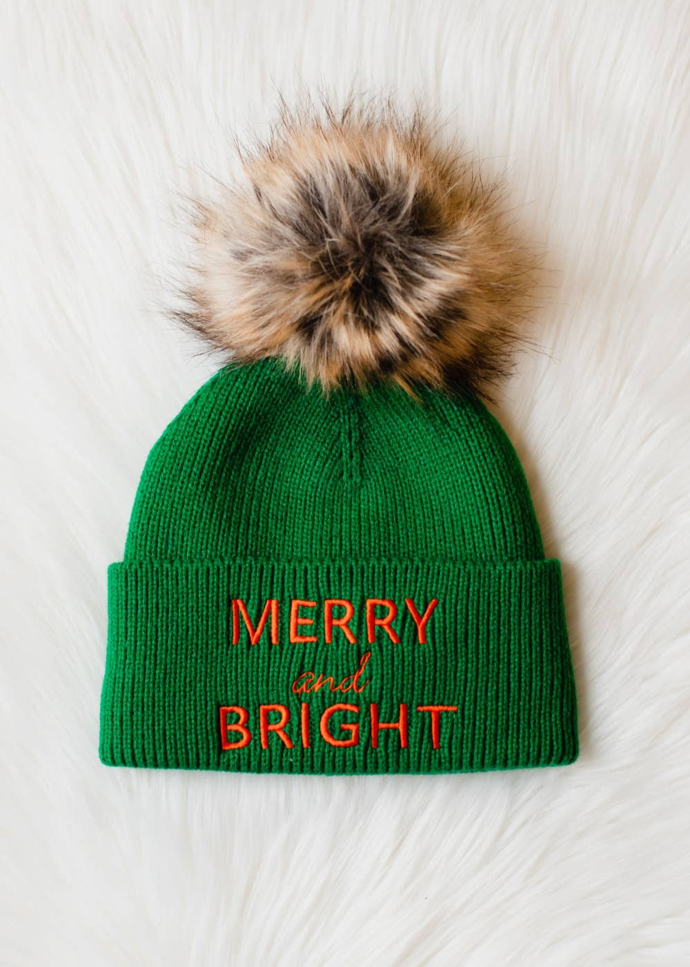 Panache Apparel Co. Beanie Green Merry & Bright Knit Pom Hat