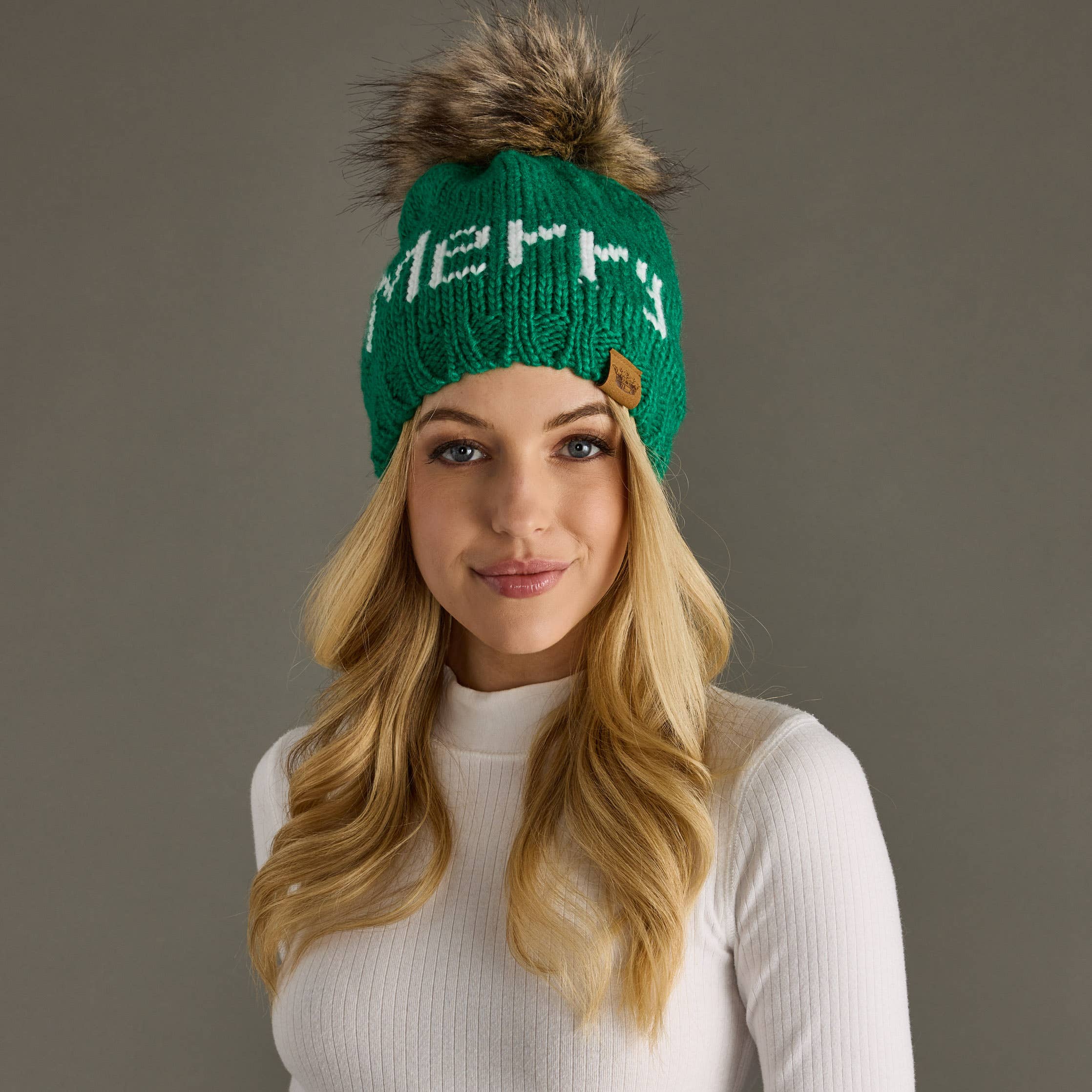 Panache Apparel Co. Beanie Green Merry Pom Hat