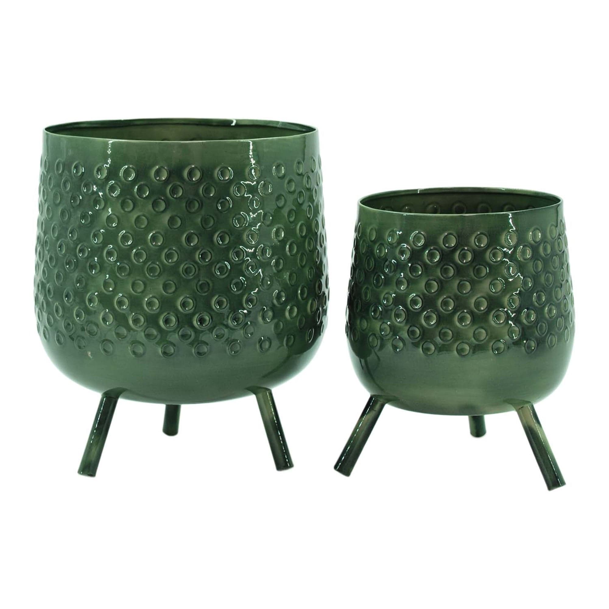 Green Metal Planters w/Feet