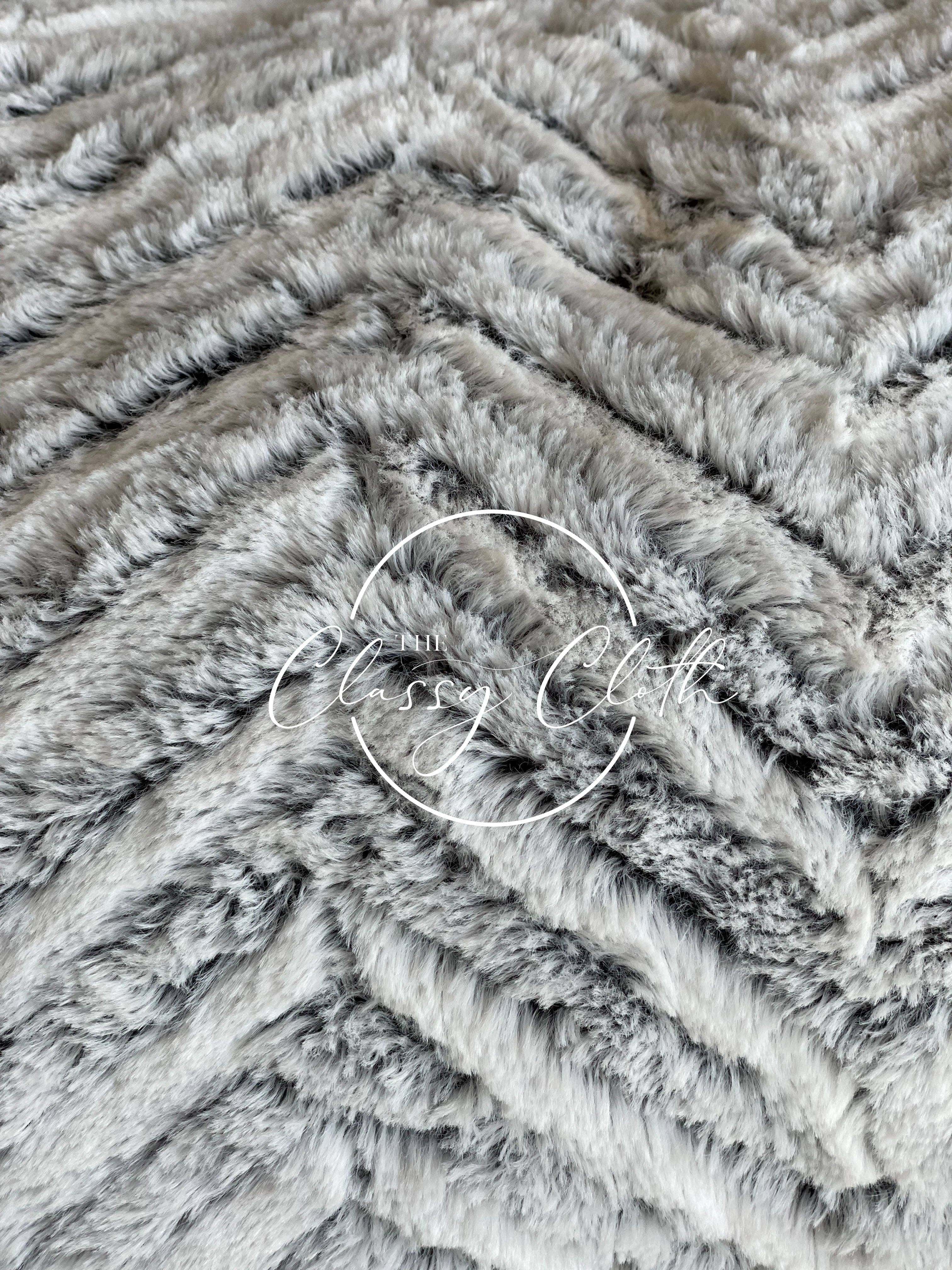 Grey Black Chevron Faux Fur Throw Blanket