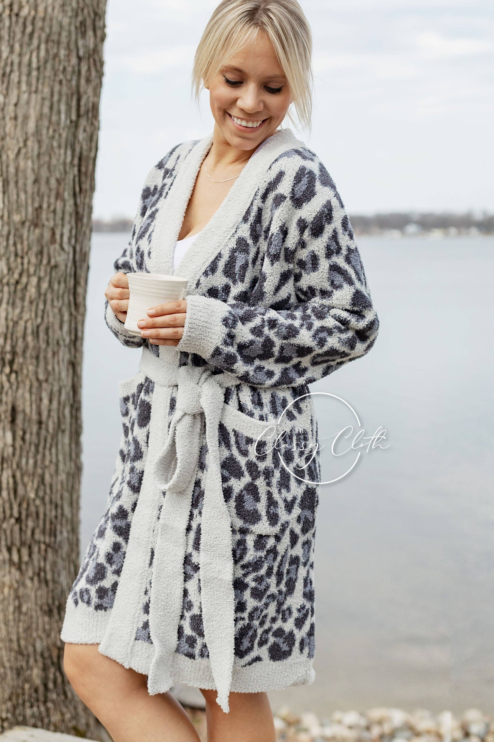 Grey Leopard Luxe Robe