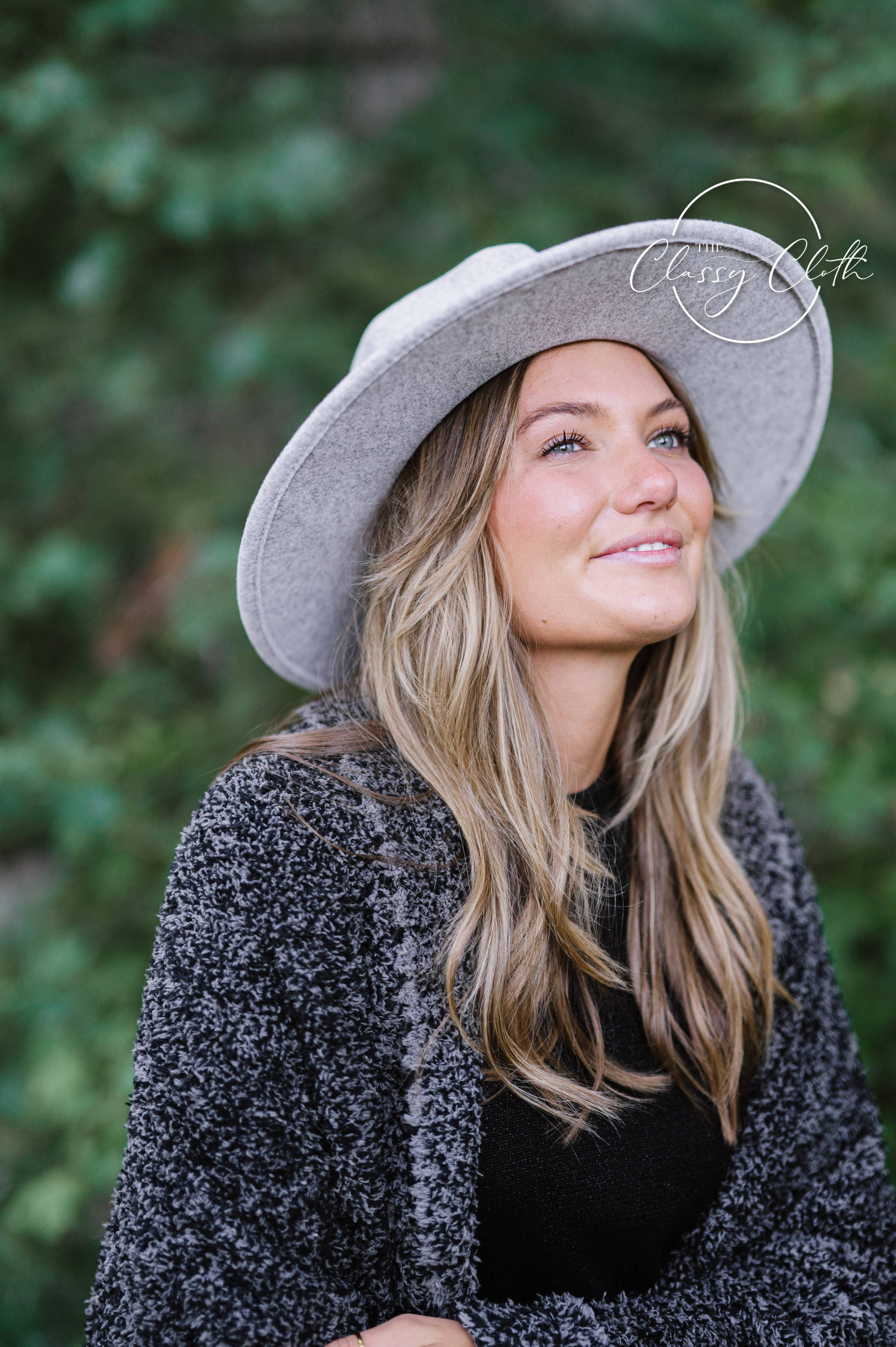 Grey Wool Blend Wide Brim Western Hat