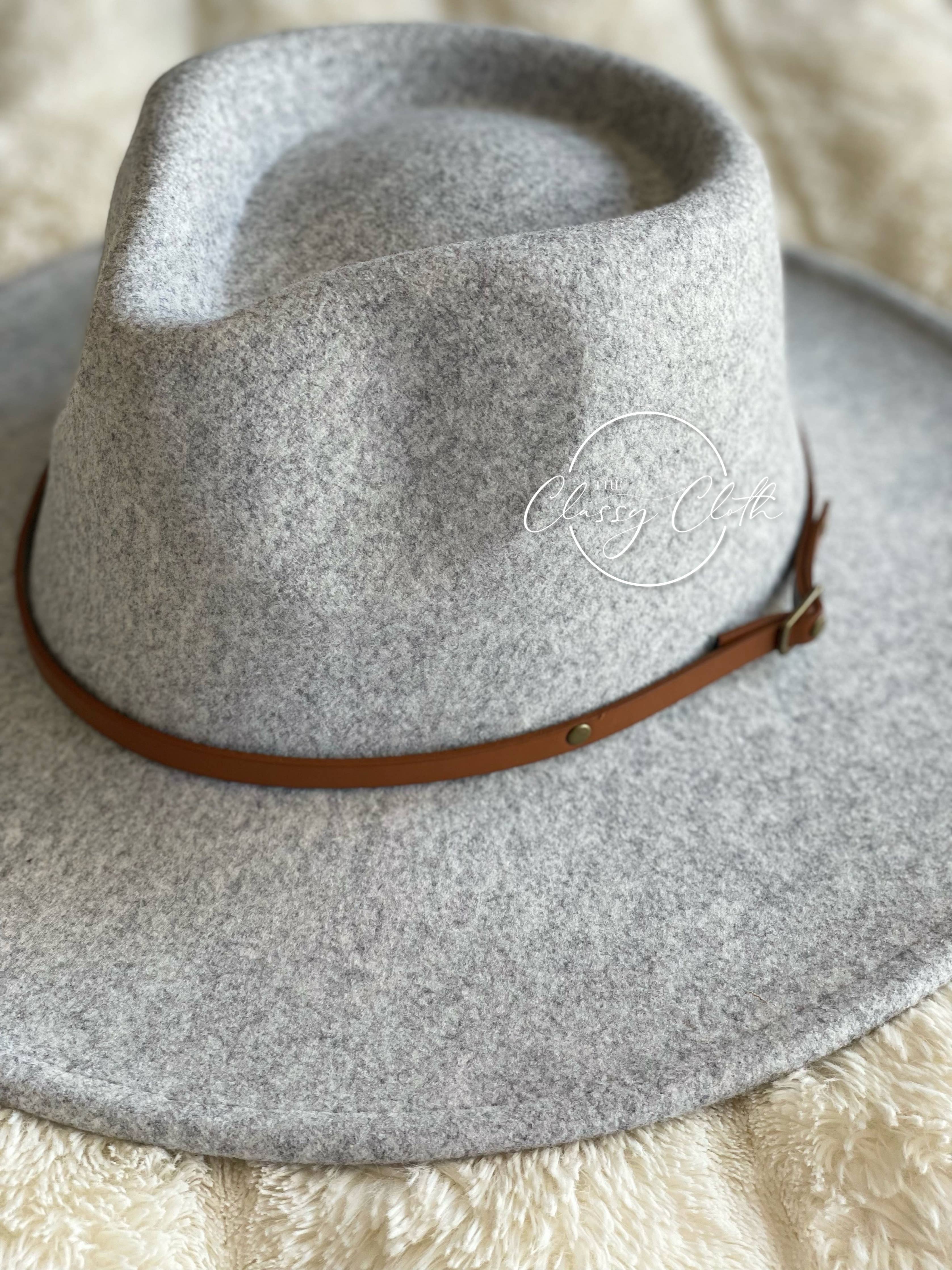 Grey Wool Blend Wide Brim Western Hat