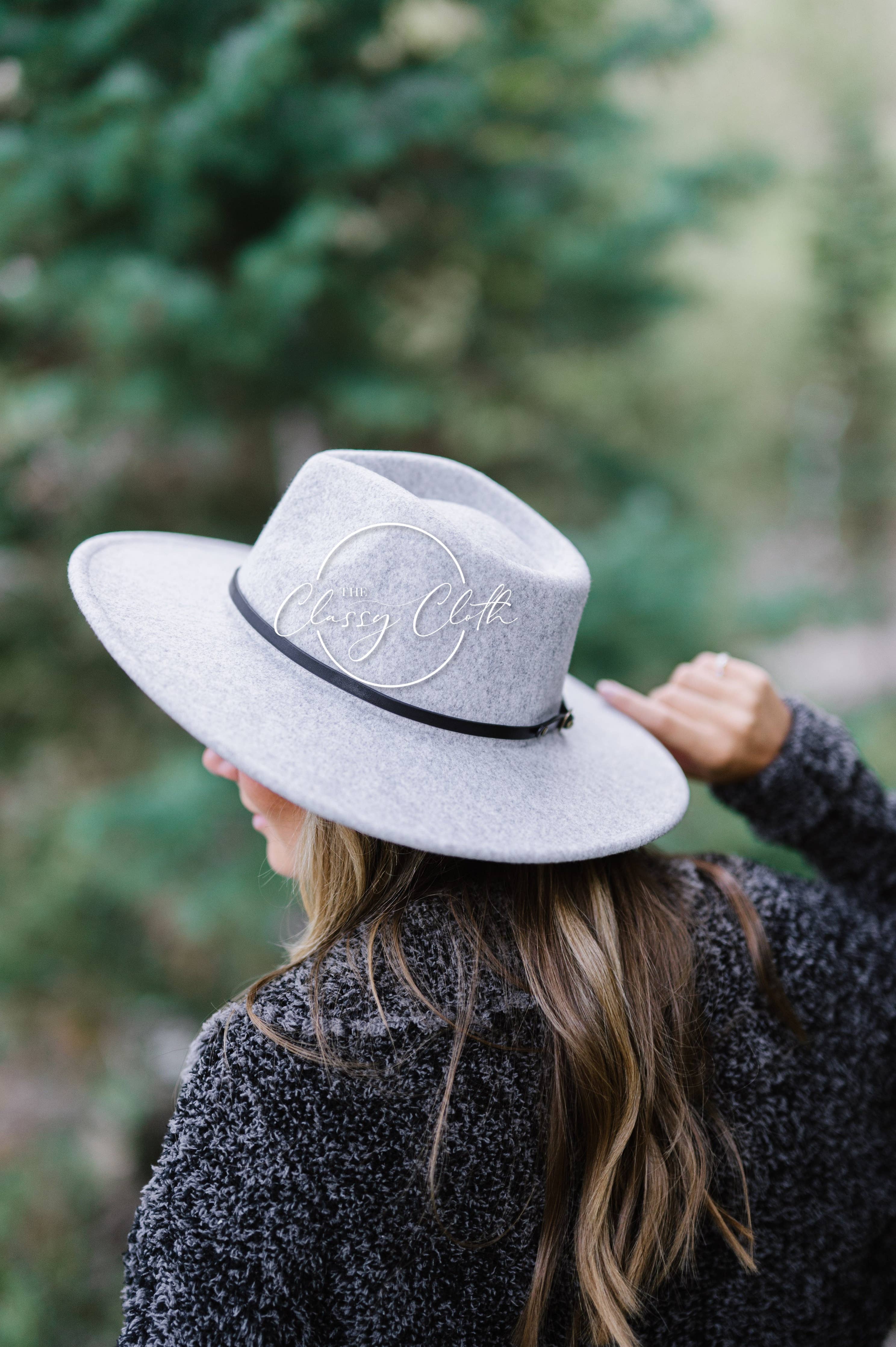 Grey Wool Blend Wide Brim Western Hat