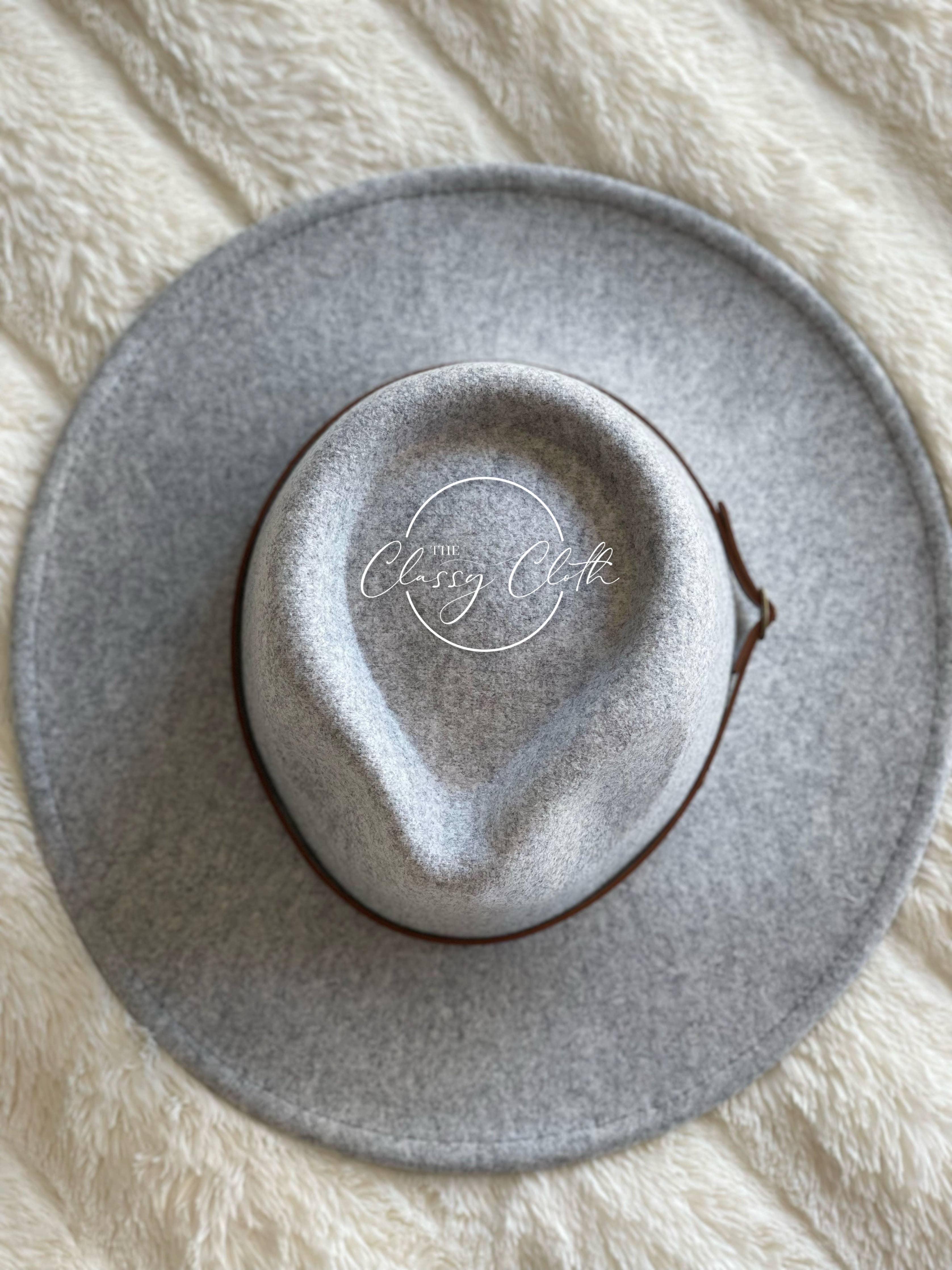 Grey Wool Blend Wide Brim Western Hat