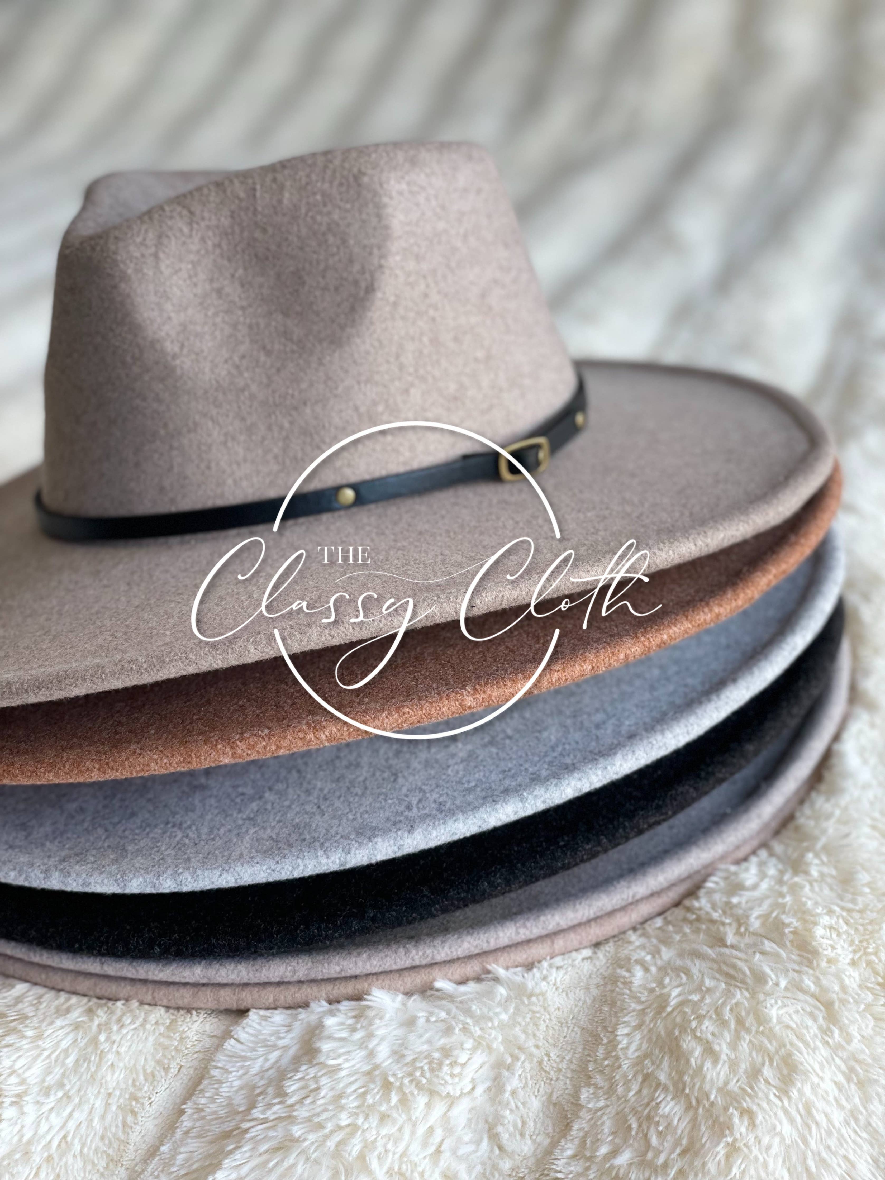 Grey Wool Blend Wide Brim Western Hat
