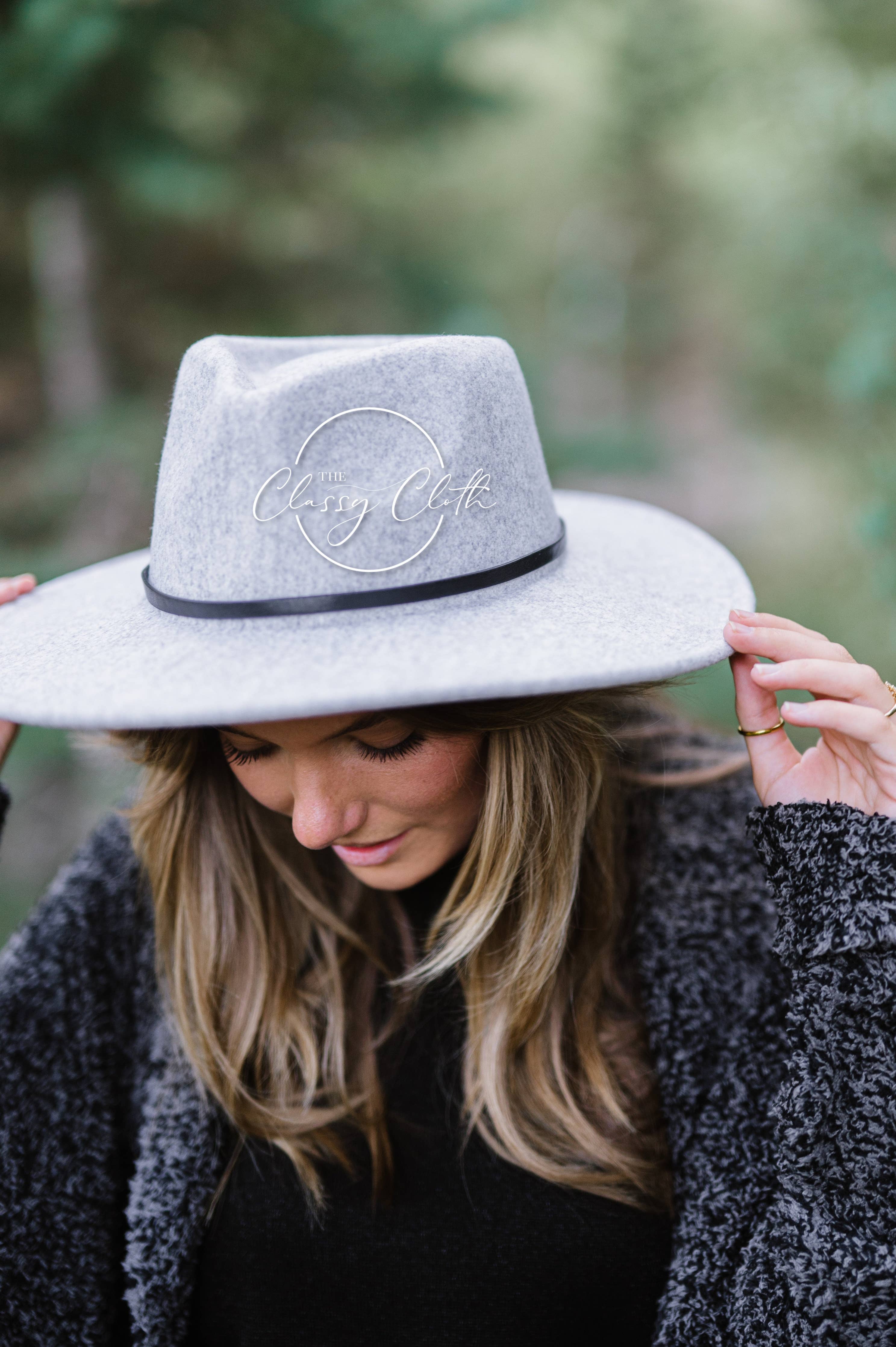 Grey Wool Blend Wide Brim Western Hat