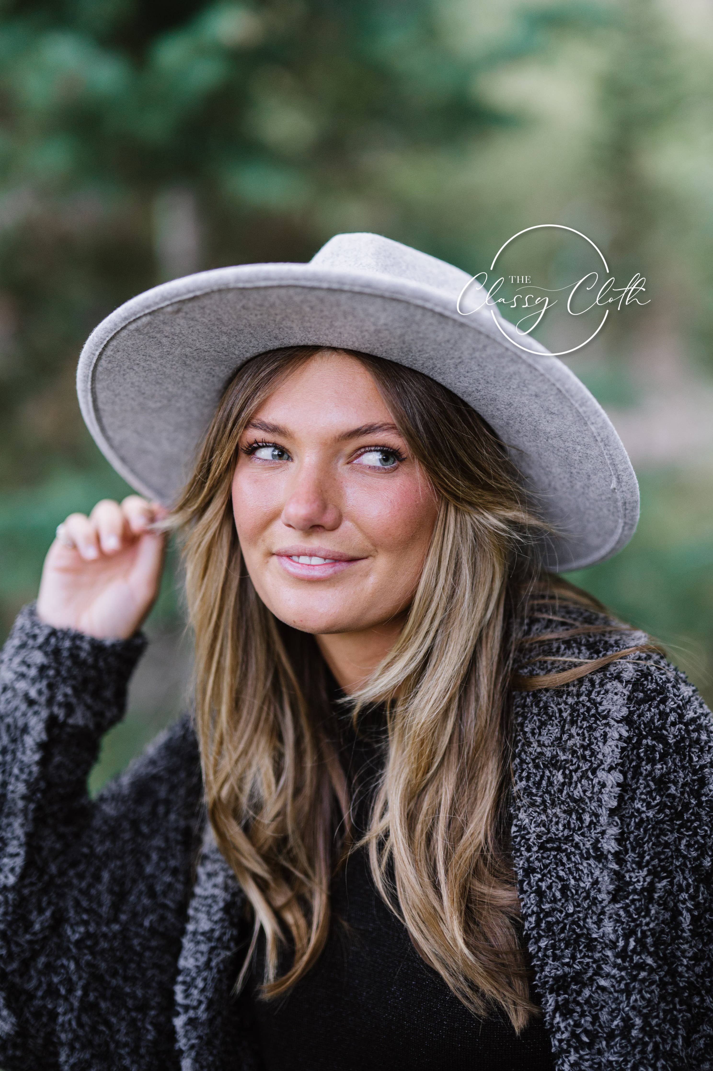 Grey Wool Blend Wide Brim Western Hat