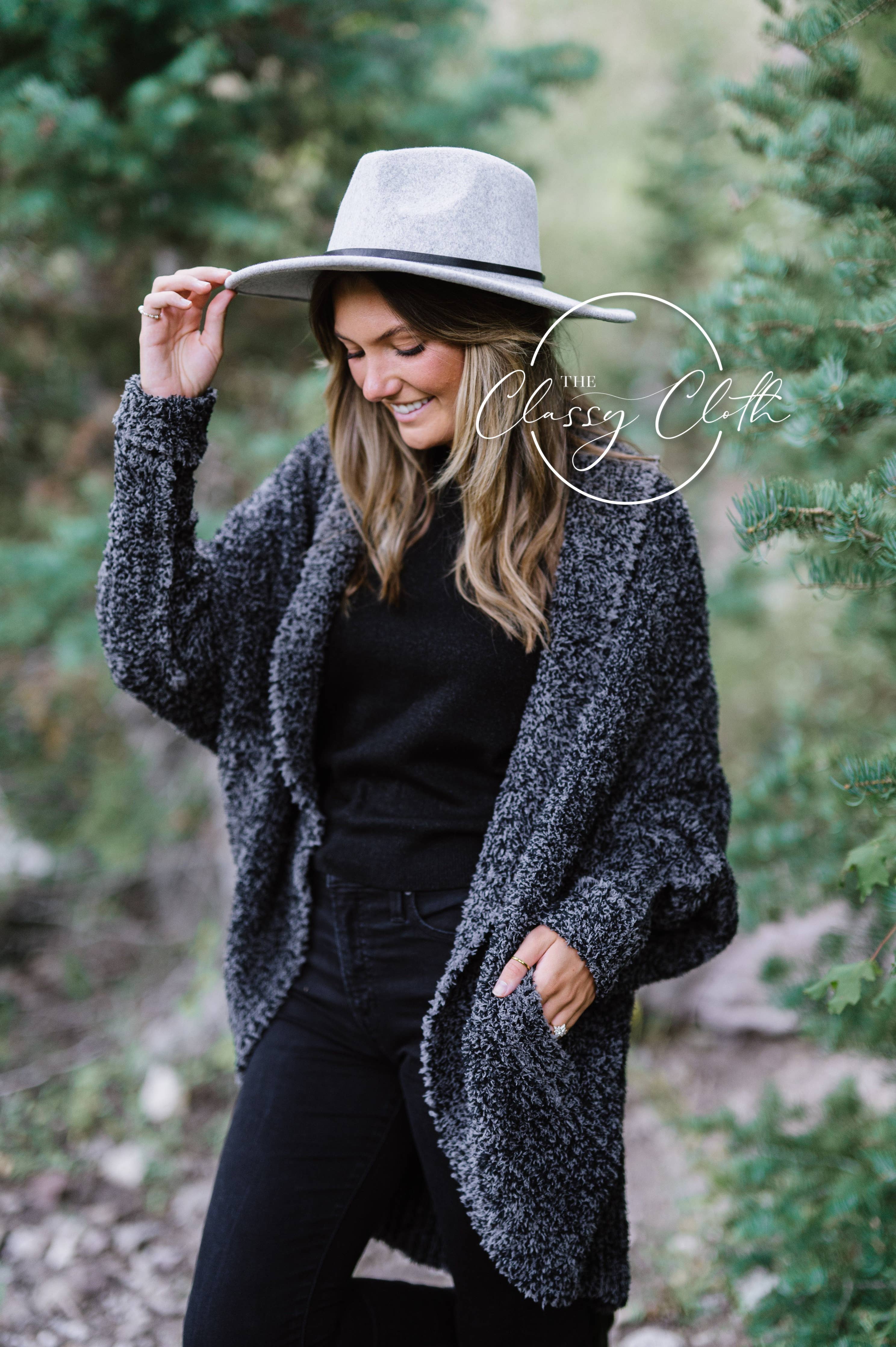 Grey Wool Blend Wide Brim Western Hat