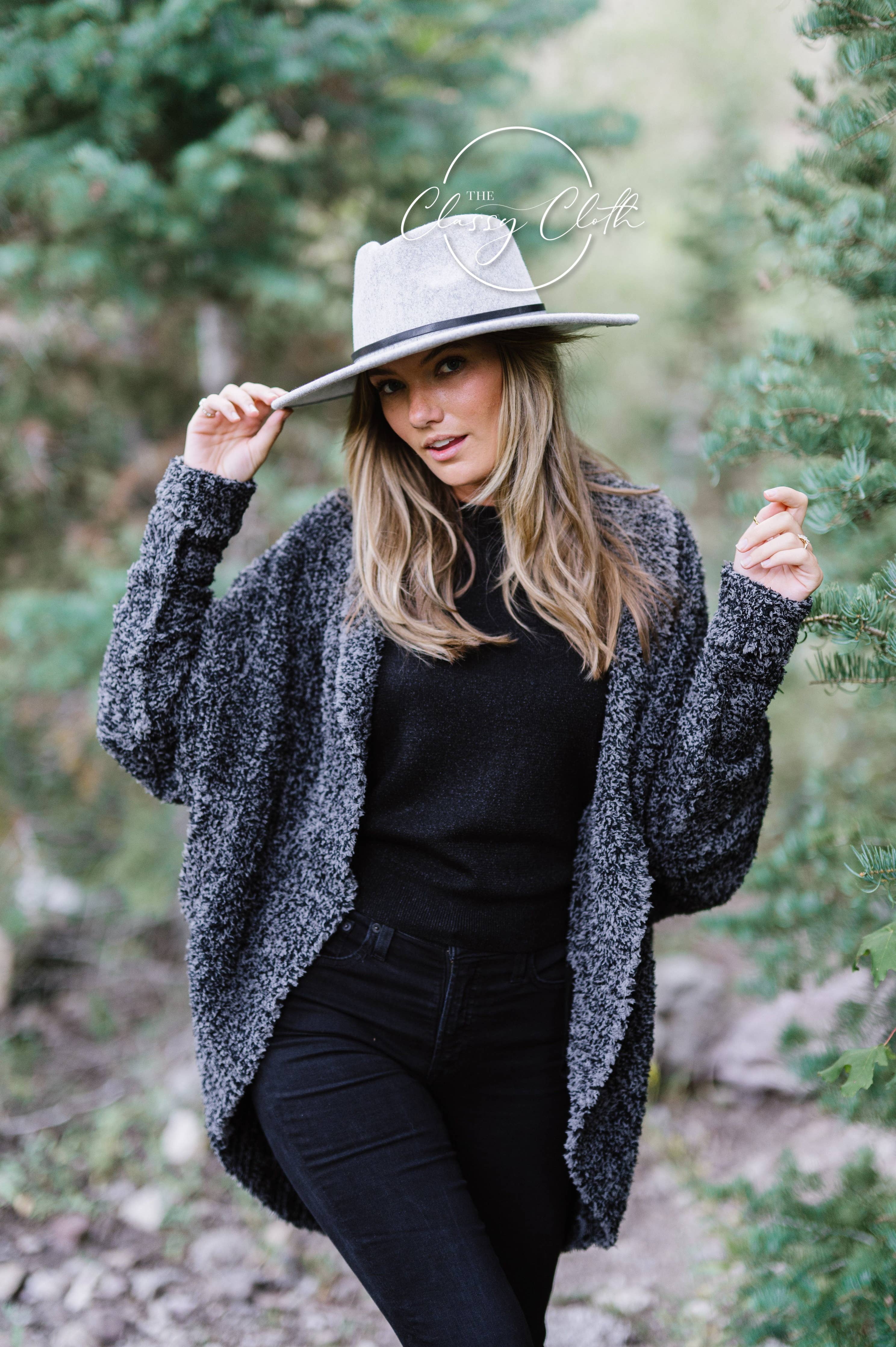 Grey Wool Blend Wide Brim Western Hat