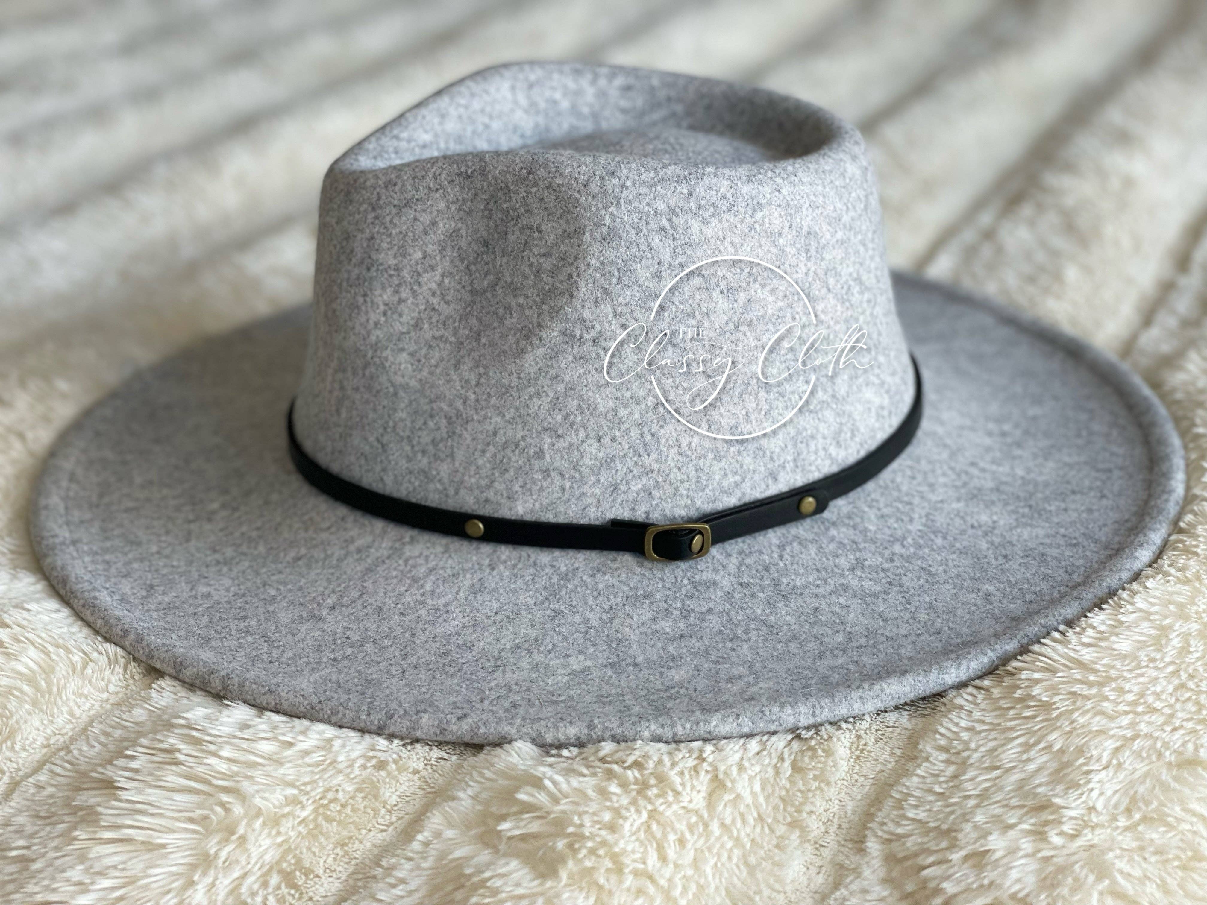 Grey Wool Blend Wide Brim Western Hat