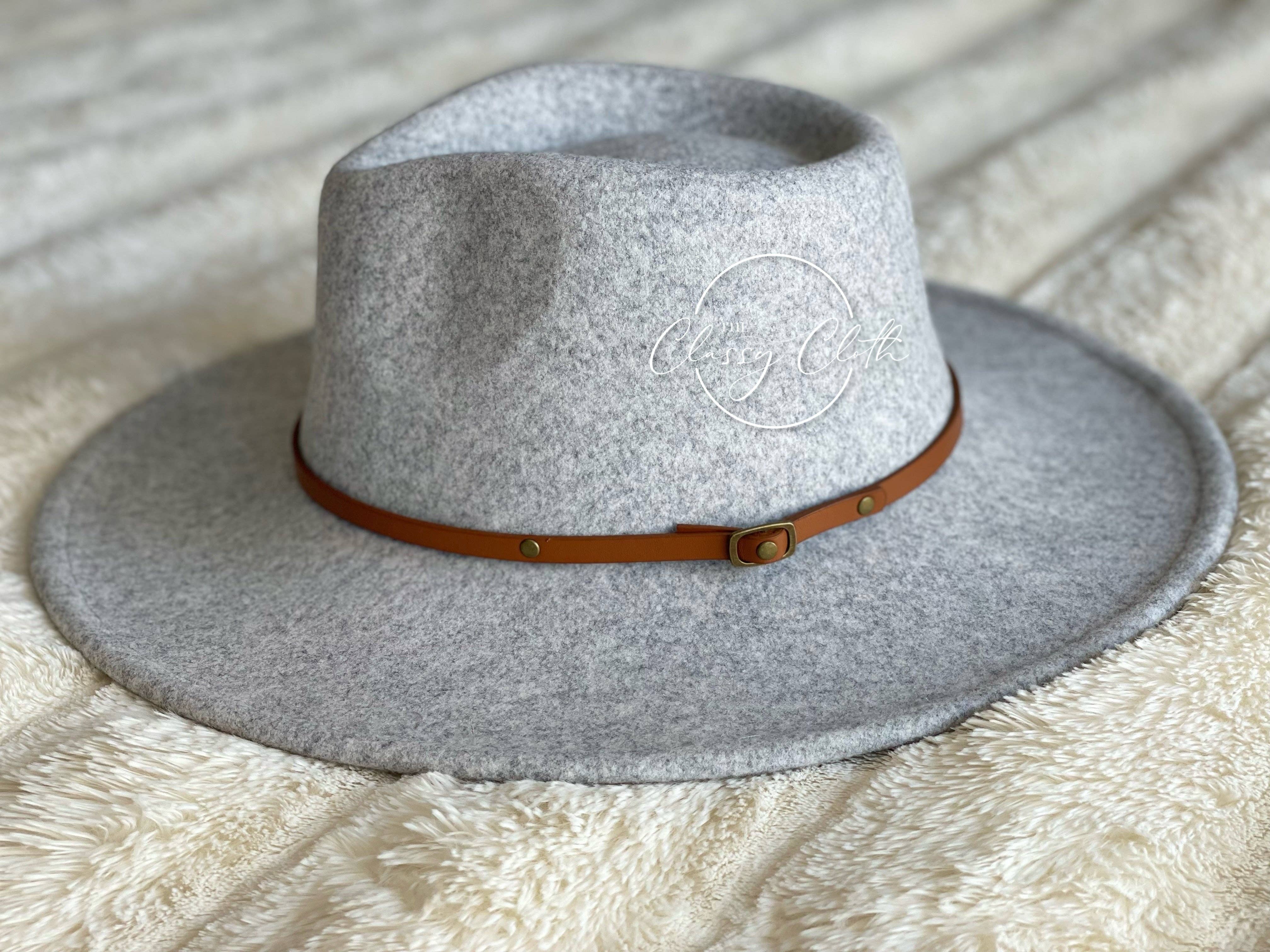 Grey Wool Blend Wide Brim Western Hat