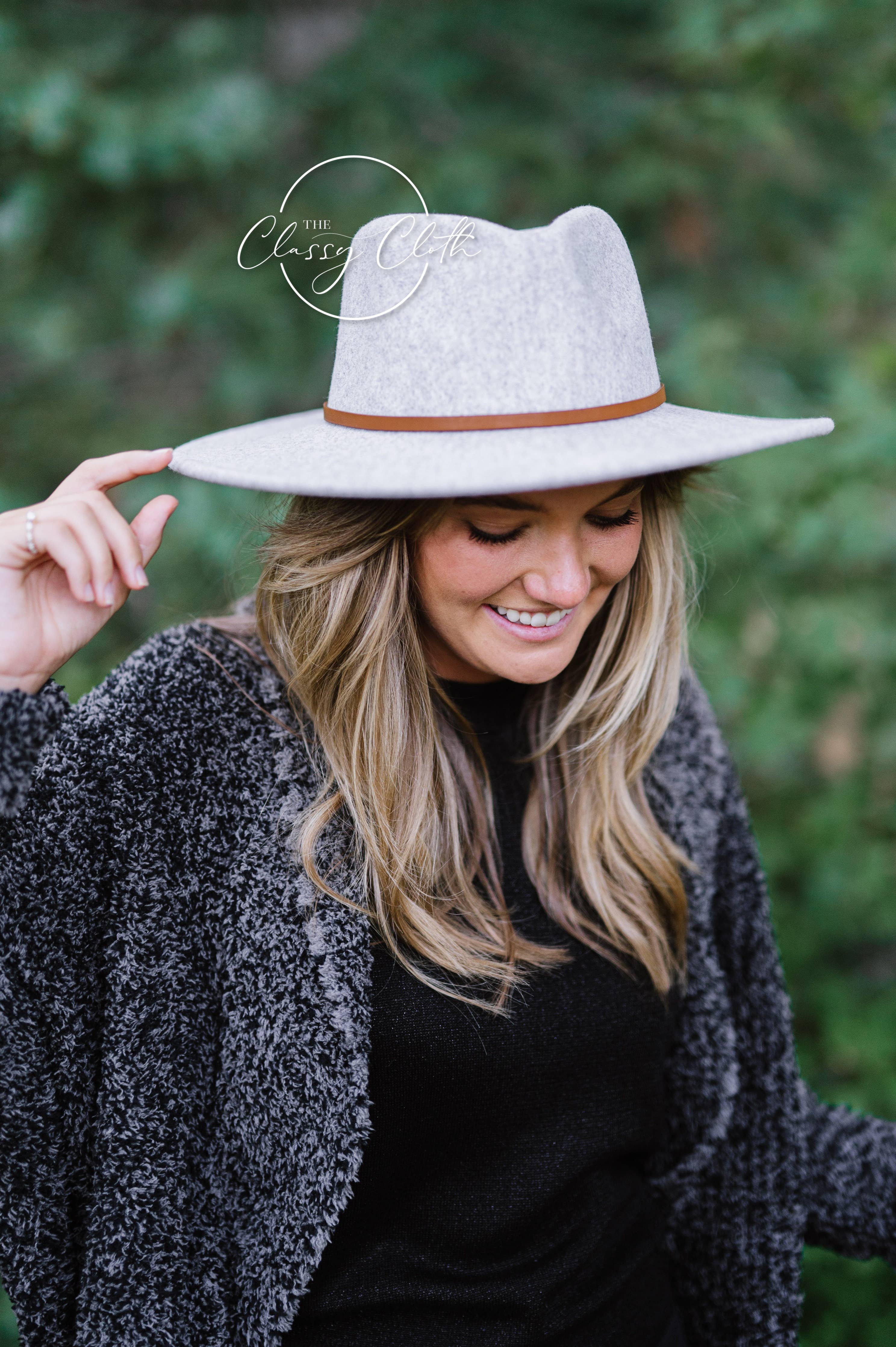 Grey Wool Blend Wide Brim Western Hat