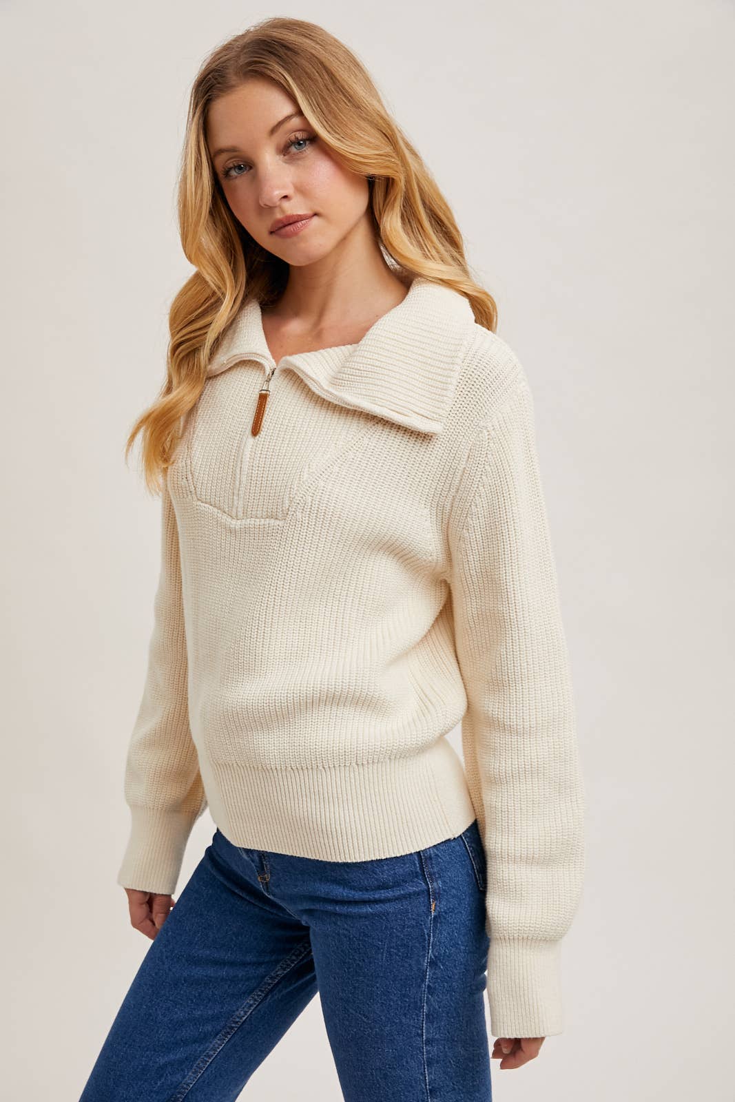 Half Zipper Collar Knit Sweater